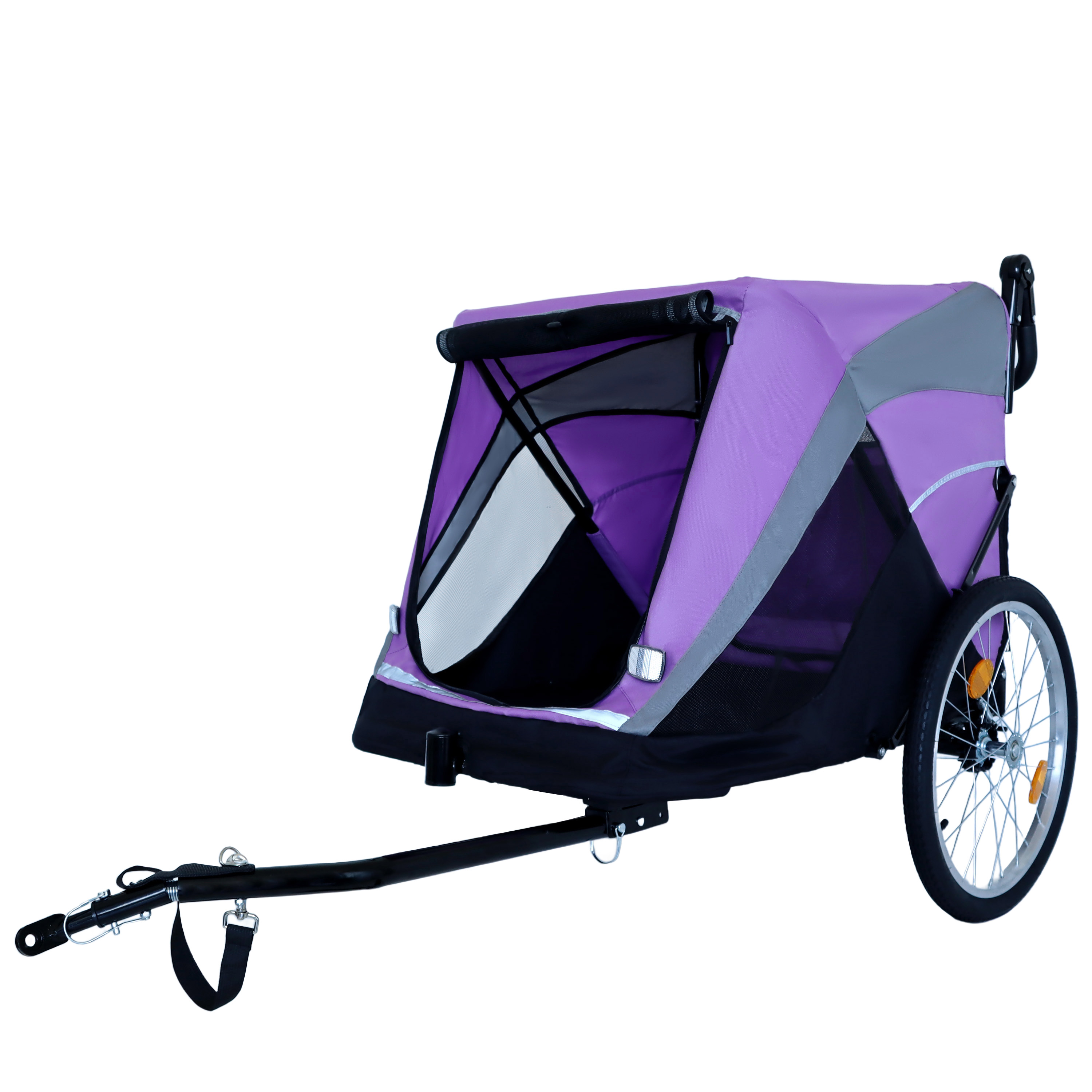 Remolque de Bicicleta y Carrito de Empuje 2 en 1 para Mascotas - Incluye Enganche de Bicicleta Desmontable y Mango de Empuje - Rueda de Liberación Rápida, Correa Interna, Doble Portavasos y Bolsa de Almacenamiento Inferior, Soporta Mascotas de Hasta 100 lbs — imagen 23