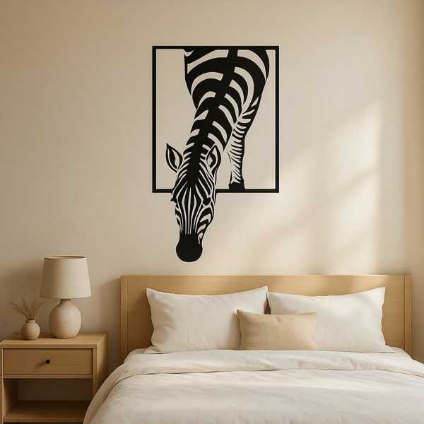 Arte de Pared Moderno de Zebra Negro y Blanco Diseño de Imagen Animal para Salón Oficina Habitación (TikTok, Servicio de Recogida en Temu) — imagen 2