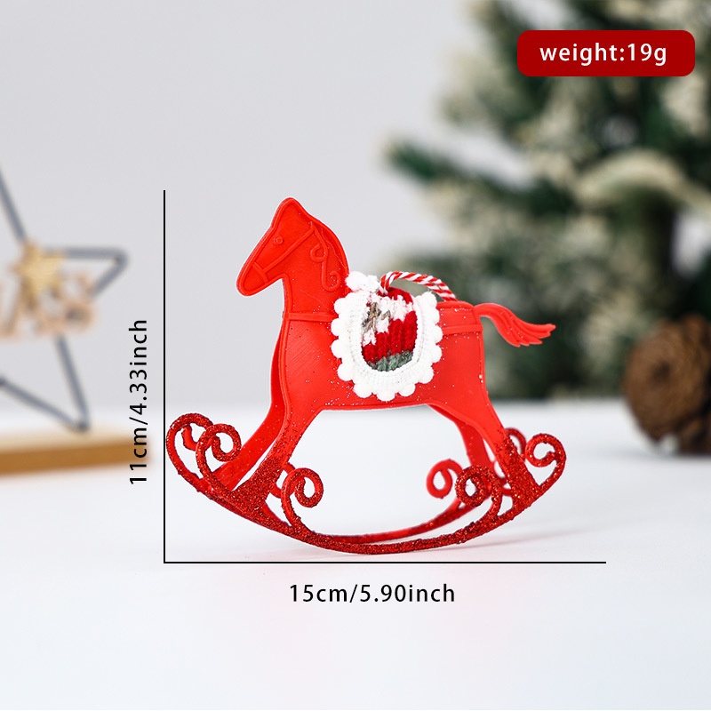 Christmas Decoration Swinging Wooden Horse Ornament, Christmas Gift Desk Decoration, Plastic Ornament, Christmas Tree Hanging Decor — image 8