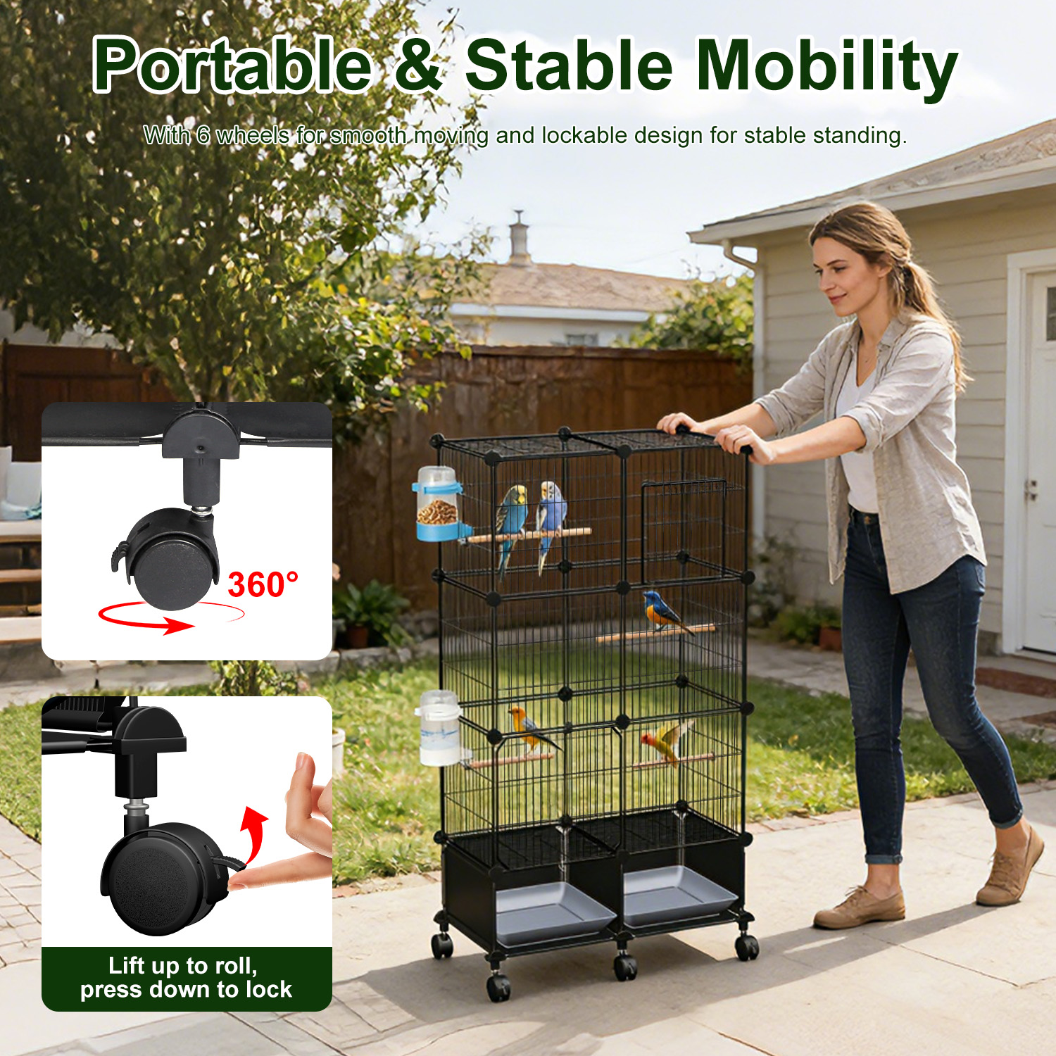 Casa para Pájaros Grande con 4 Perchas de Madera, 2 Botellas de Agua y Accesorios Complejos para Canarios, Loros, Amazónidas y Aves Pequeñas a Mediano Tamaño — imagen 1