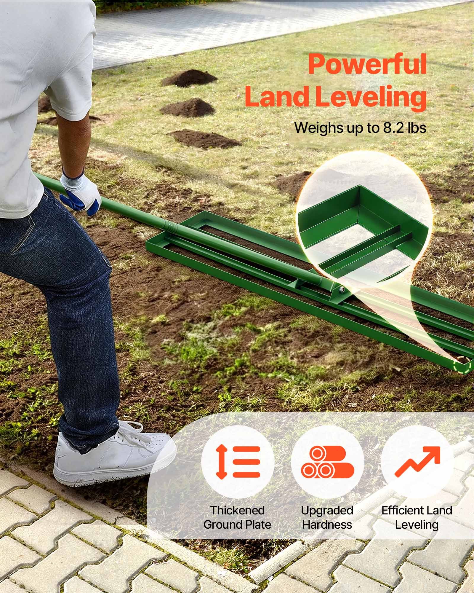 Lawn Leveling Rake, 48"x10" Level Lawn Tool, Heavy-duty Lawn Leveler With 78" Steel Extended Handle, Yard Leveling Rake Suit For Garden, Golf Lawn, Farm — imagen 5