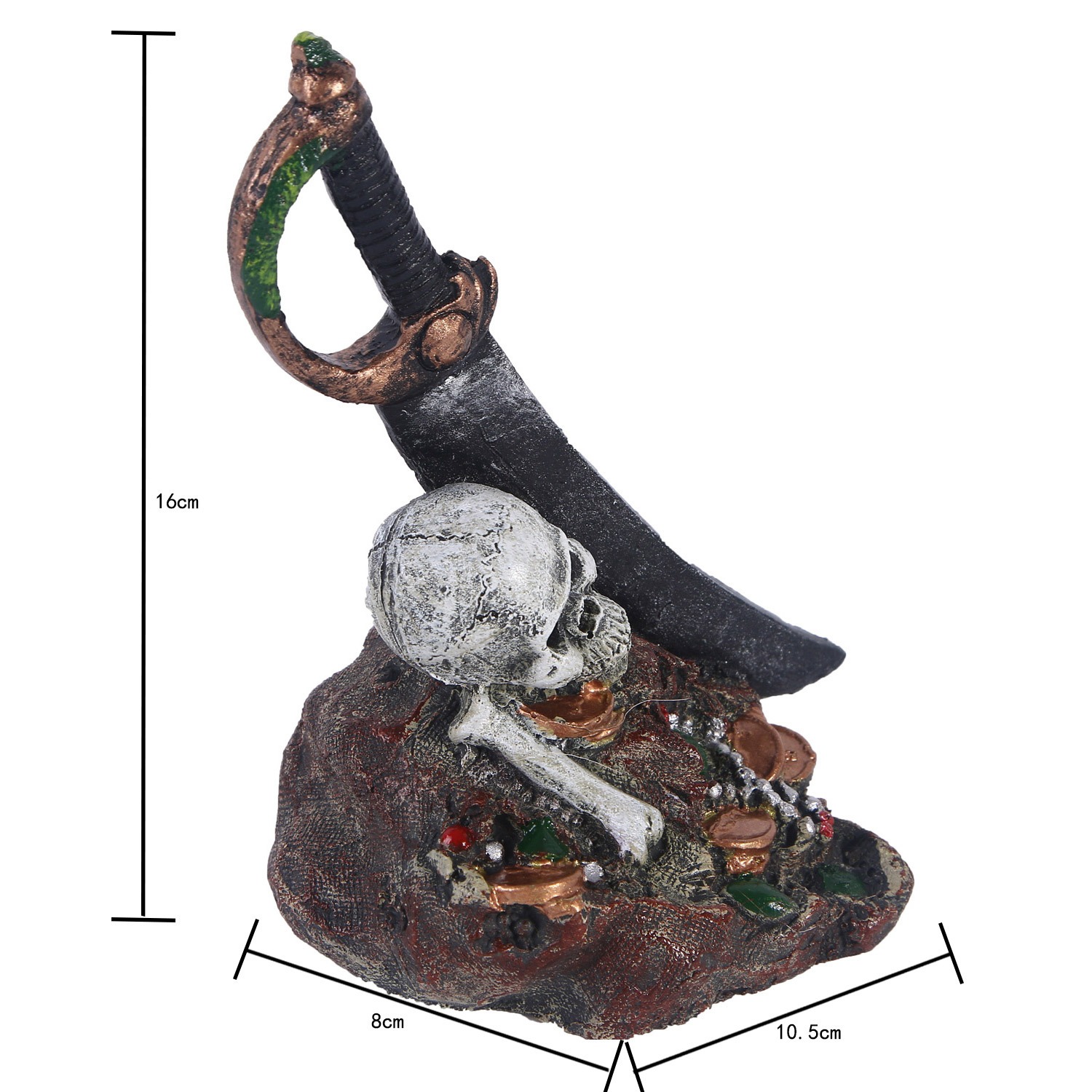 Muñeca de cráneo zombie para reptiles - habitación oculta decoración para tanque de peces — imagen 2