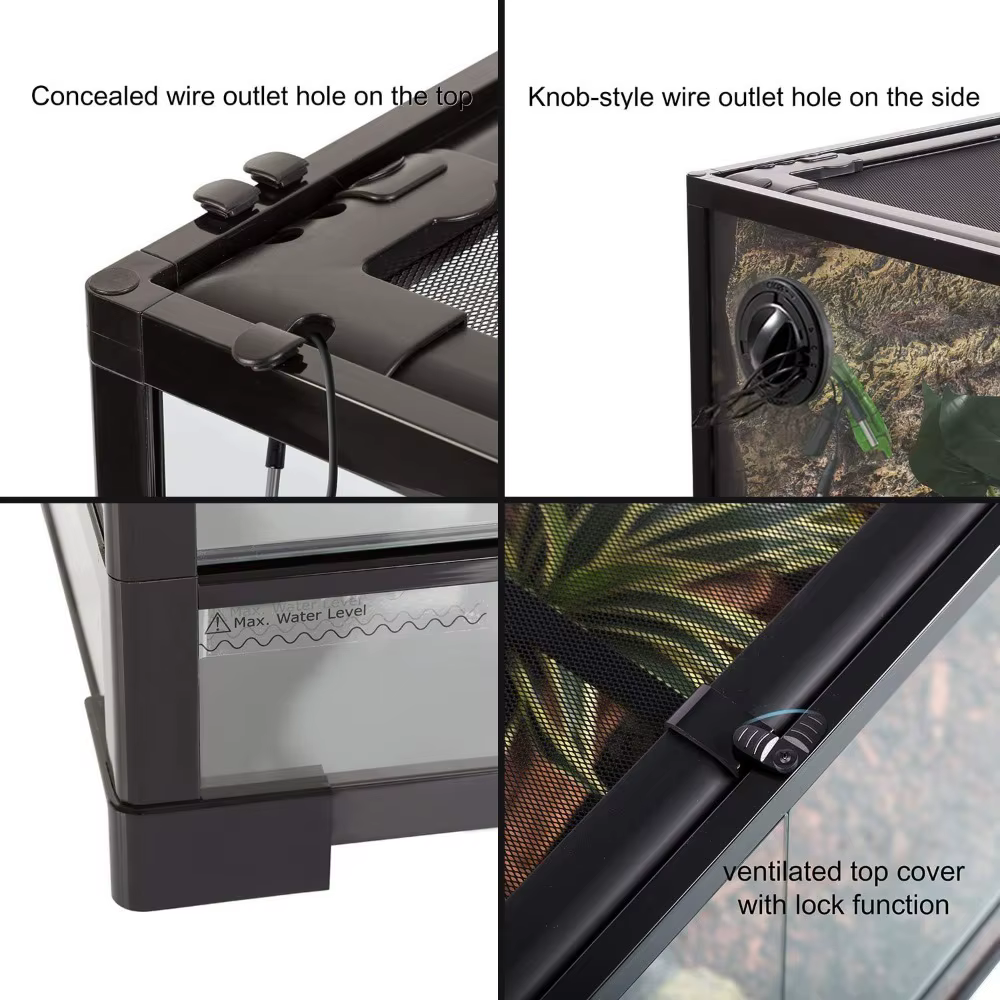 Glass Reptile Terrarium Tall 67 Gallon Rainforest Habitat with Double Hinge Door and Screen Ventilation — image 6