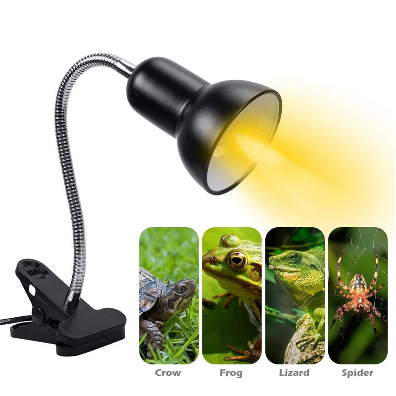 Soporte de lámpara de calefacción para reptiles con luz UVA UVB rotatable punto de calor simulación del sol para tortuga lagarto dimmer 220-240V — imagen 1