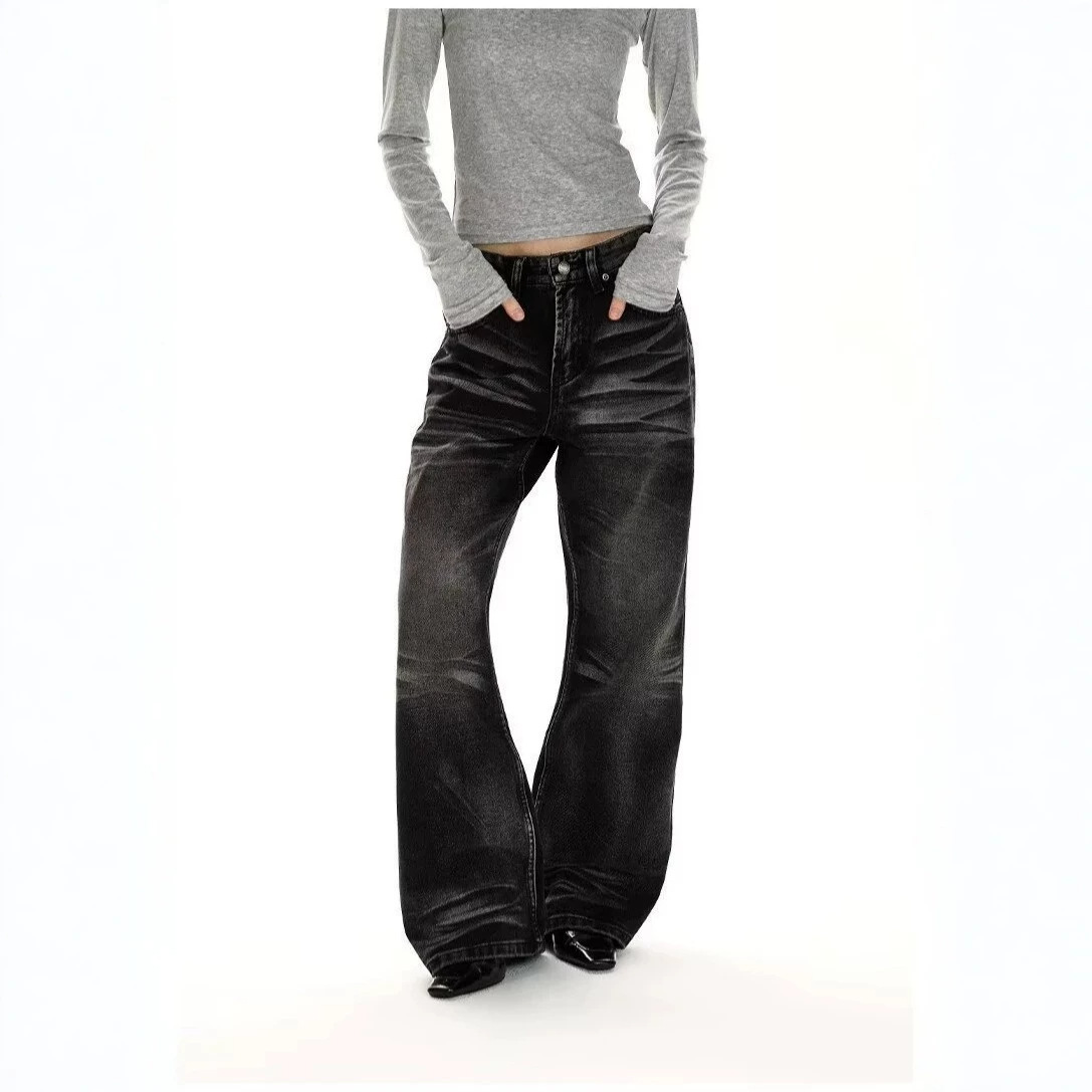 Distressed Washed Cat-Whisker Flared Slim Fit Cleanfit Vintage Denim Pants — image 4
