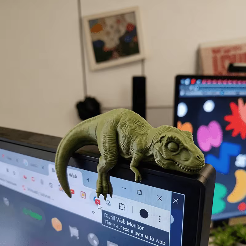 Sleeping T-Rex Monitor Topper Figurines 3D Printed Mini Lazy Dinosaur Ornaments for Desk/Monitor/Shelf Cute Jurassic Dino Decor — image 6