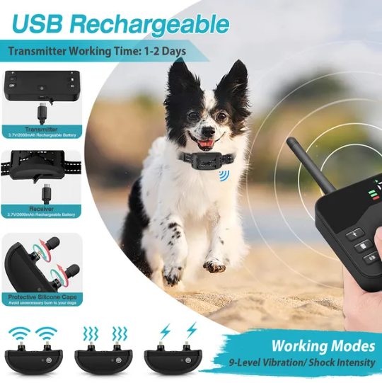 Cerca Eléctrica Inalámbrica para Perros 2 en 1 a Prueba de Agua, Sistema de Contención con Descarga para Mascotas, Collar de Entrenamiento Eléctrico Para Perros Pequeños, Medianos y Grandes — imagen 4