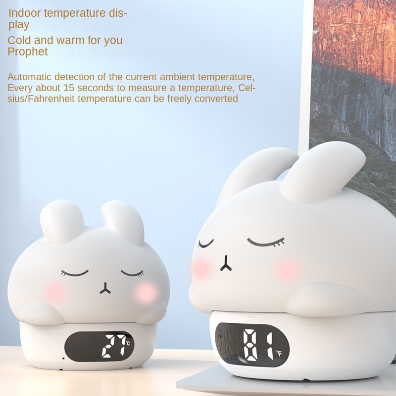 Cute Bunny Alarm Clock, Glow-in-the-Dark Ambient Clock, Silicone Desk Clock for Bedroom Nightstand, Home Night Light, Kids Alarm Clock — image 3