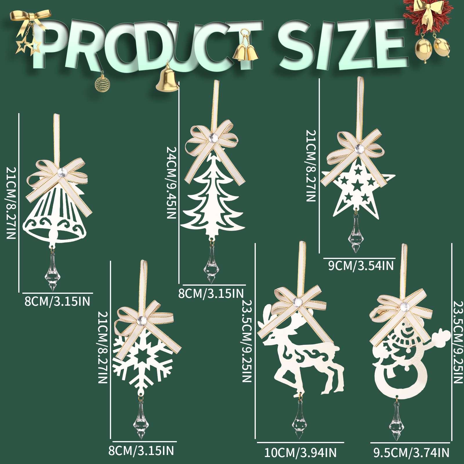 Creative Iron Icicle Ornament for Christmas Tree, Reindeer, Snowman, Snowflake Hanging Decorations — image 4