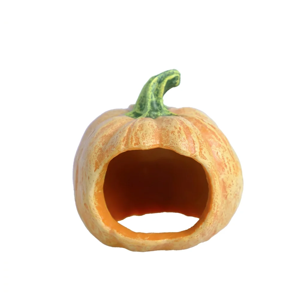 Cueva de Calabaza de Resina para Reptiles con Base Antideslizante - Decoración para Terrario para Gecko de Piel y Serpiente Corn — imagen 6