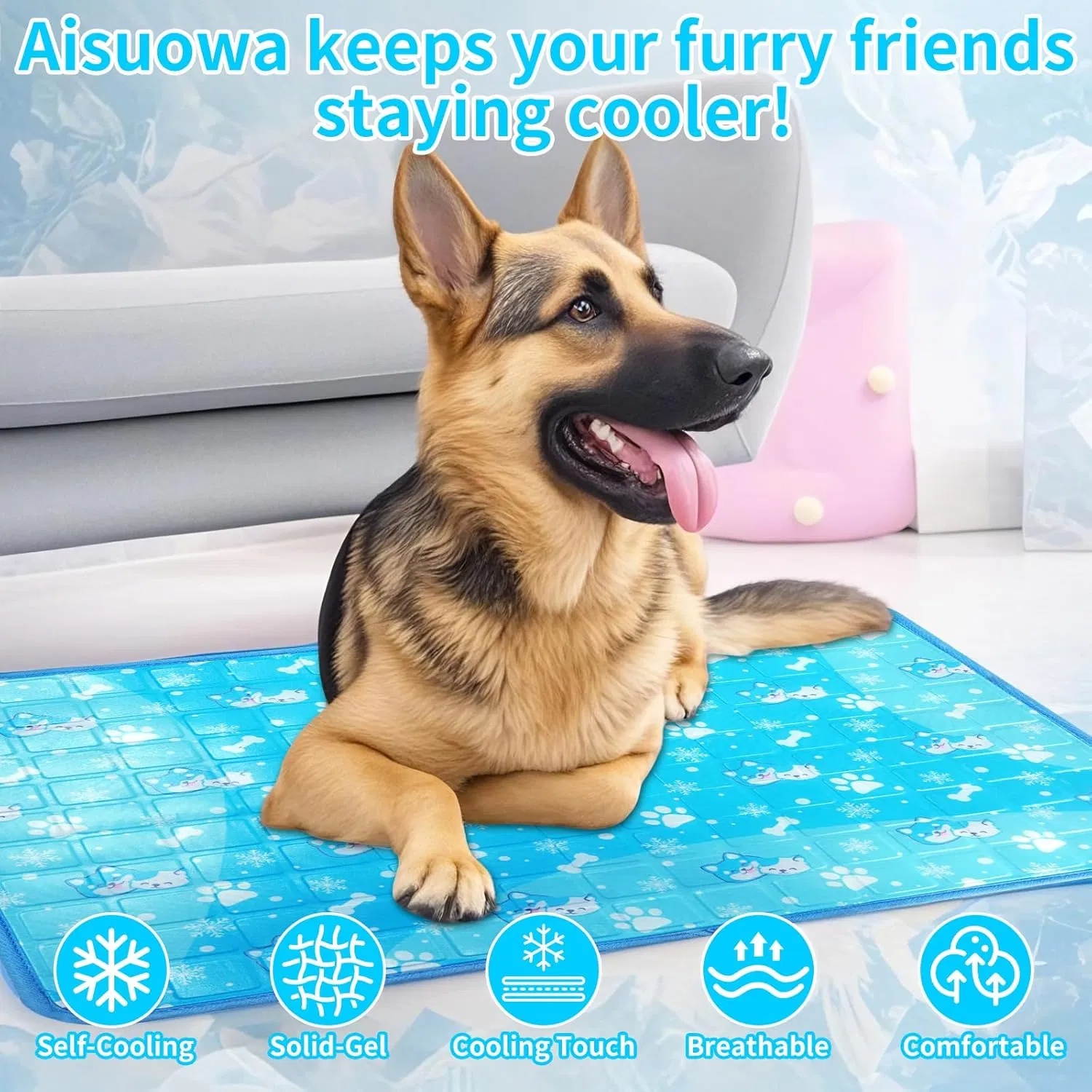 Manta de Enfriamiento para Perros, Colchón de Enfriamiento No Tóxico con Gel Sólido, Manta Auténticamente Enfriante para Caninos, Impermeable y Duradero para Interior y Exterior en Verano — imagen 5