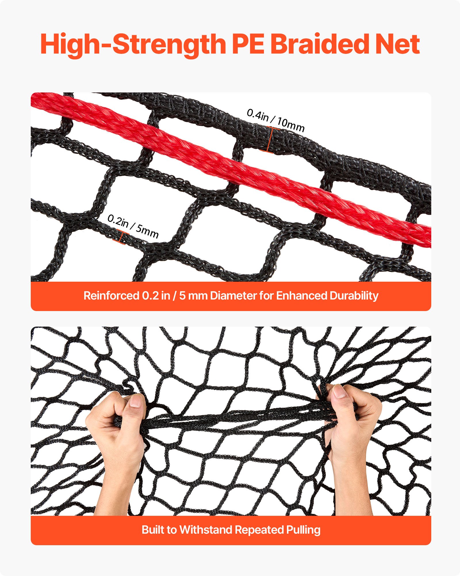 Round Bale Hay Net, 5.91 X 5.91 X 5.91 Ft, 1.5 Inch Holes, PE Material, Knotless Design, With Zip Ties, Needle Shuttle, Repair Twine And Storage Bag, Slow Feeder Round Bale Net For Horses — imagen 3