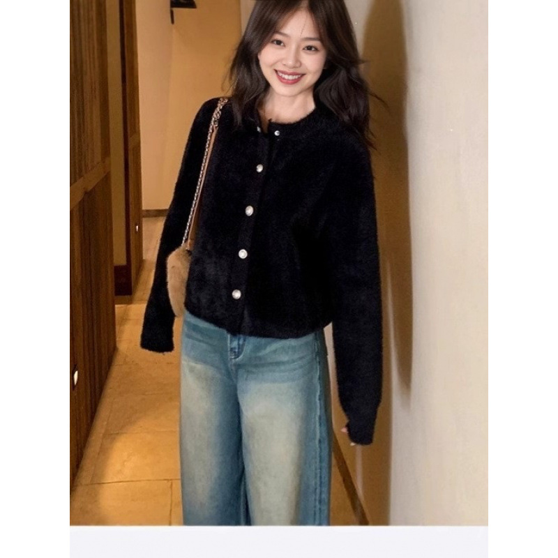 Faux Mink Knit Coat for Women Lazy Style Sweater — image 8