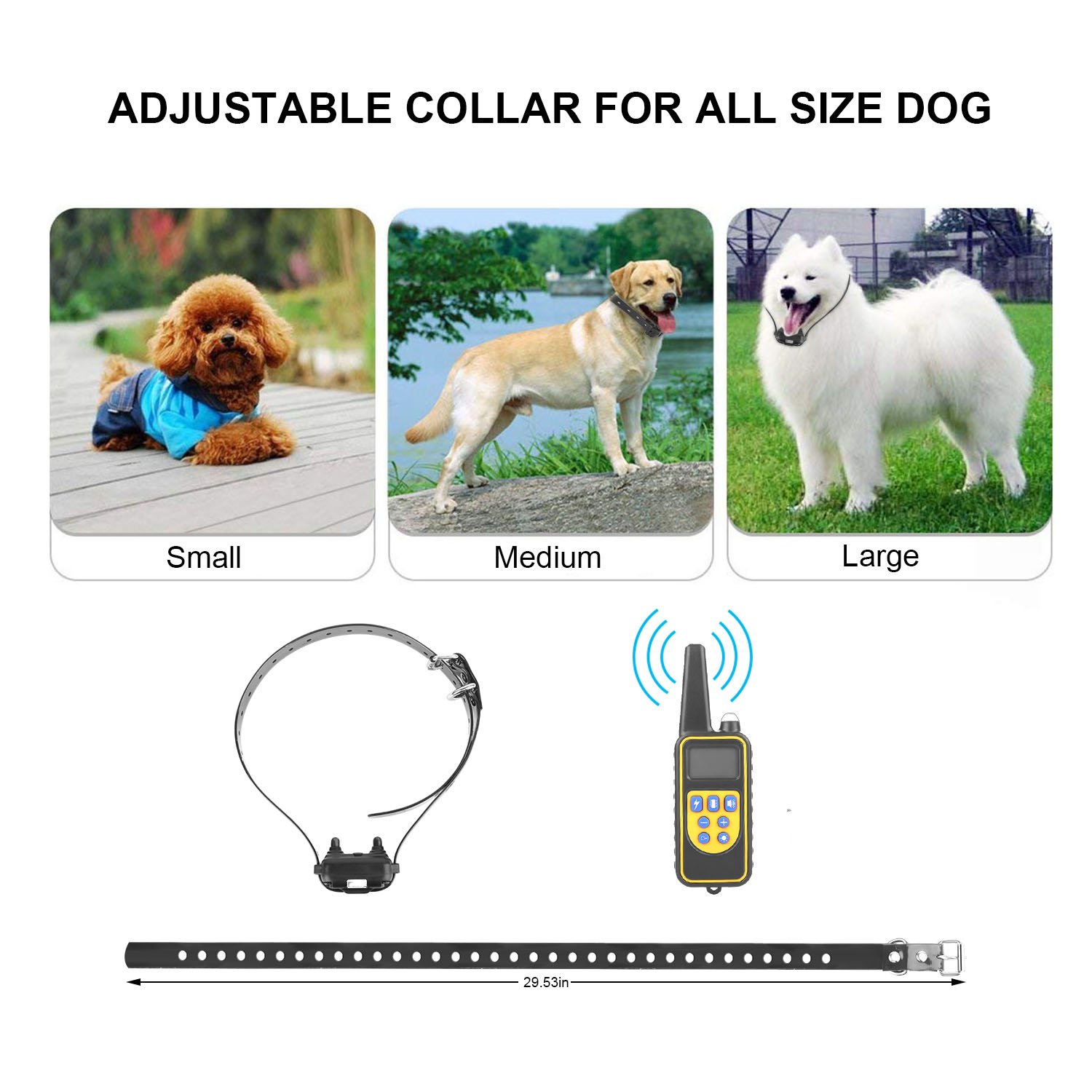 Cinturón de Adiestramiento para Perros con Control Remoto IP67 Resistente a Agua y Polvo Pet Trainer 300mAh Recargable 875 Yardas Control Remoto 4 Modos Niveles Ajustables — imagen 8