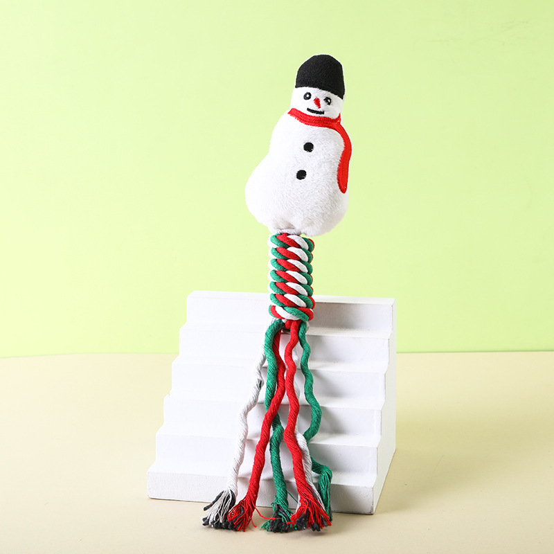 Christmas Cotton Rope Pet Plush Toy Teeth Grinding Durable Cartoon Self Hi Dog Toy Cat Supplies — image 9
