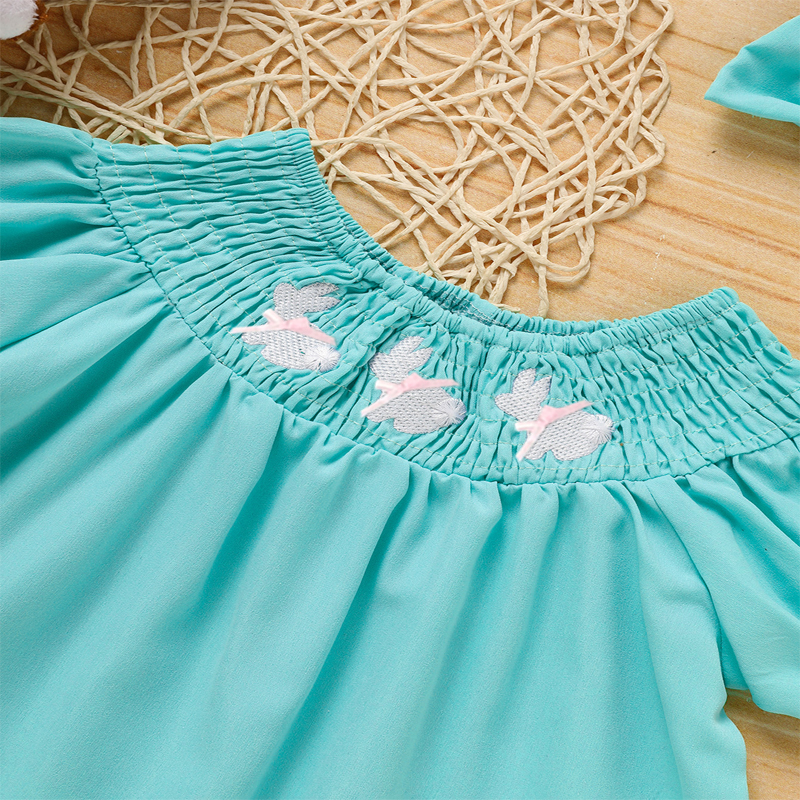 Vestido de Cordero para Niña Pequeña con Manga Rizada, Cuello y Brocado de Conejo para Verano — imagen 26