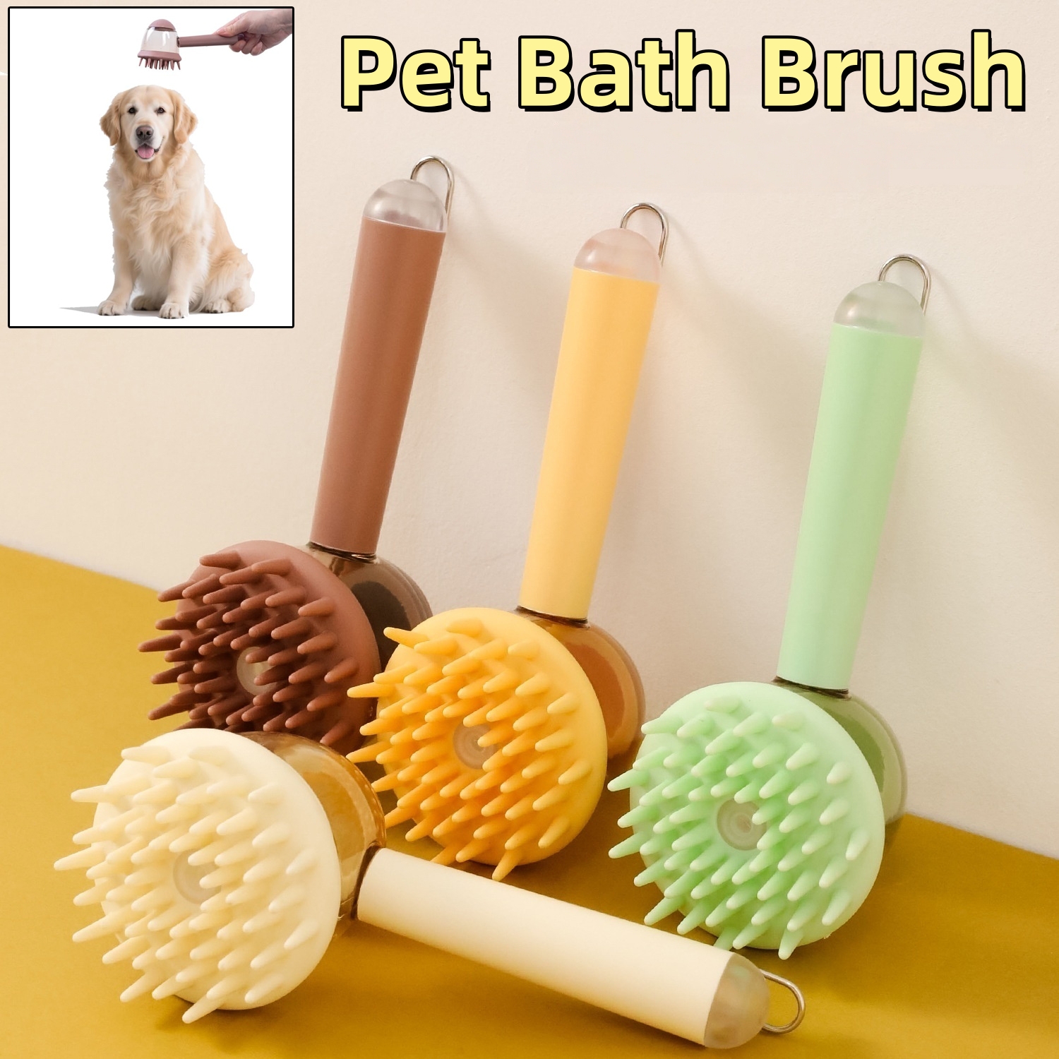 Cepillo de Baño para Mascotas 3 en 1 para Perros y Gatos, Cepillo de Masaje para Ducha, Peine para Depilar y Herramienta Espumante, Cepillo de Belleza Antiencrespamiento — imagen 5