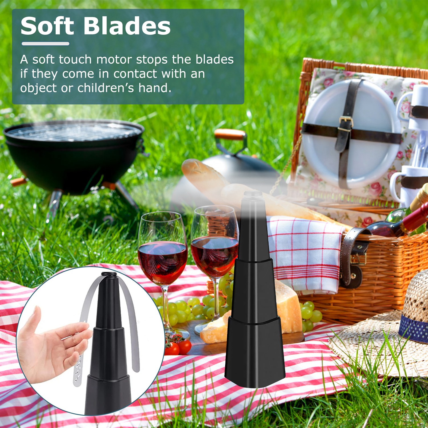 4 Piezas de Ventilador Repelente de Moscas para Verano, de Mesa, a Pilas, Disuasor de Insectos, Ventiladores Colgantes para Comida, Fiestas, BBQ, Picnics y Camping — imagen 8