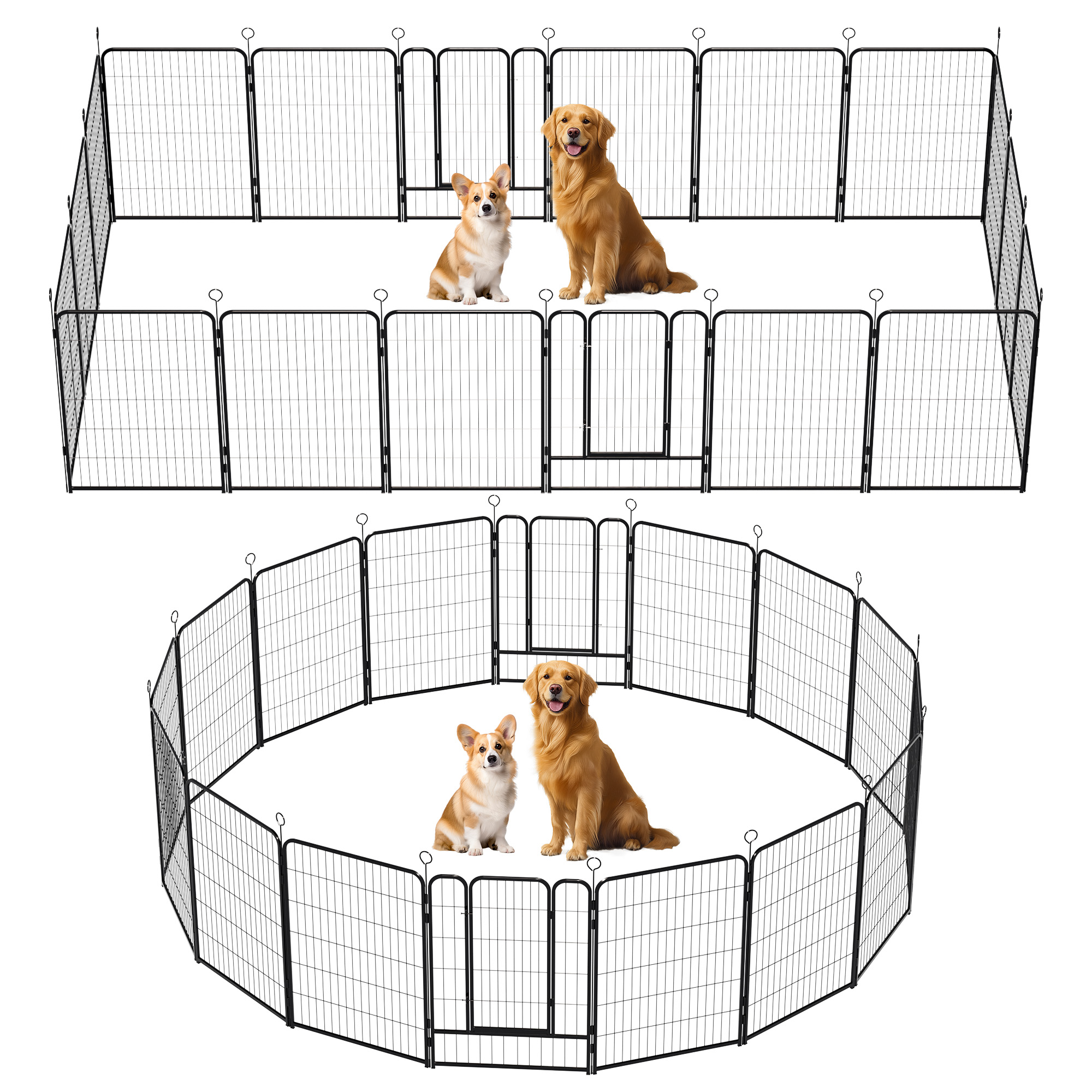 Cubo de Juego para Perros 40 Pulgadas, 16 Paneles Materiales Pesados Resistentes al Oxidación Cierre Automático Sin Herramientas Para Mascotas Interior y Exterior — imagen 3