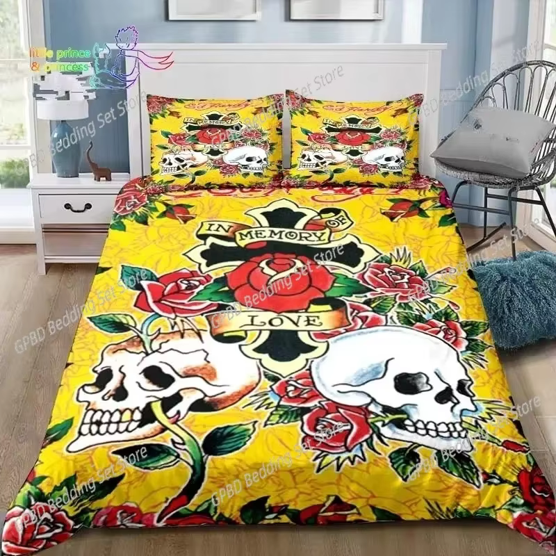 Conjunto de Ropa de Cama Ed Hardy Tattoo Tigre Cráneo para Cama Individual, Doble, Terciada, Reina o Rey - Regalo para Adultos y Niños con Impresión 3D — imagen 3
