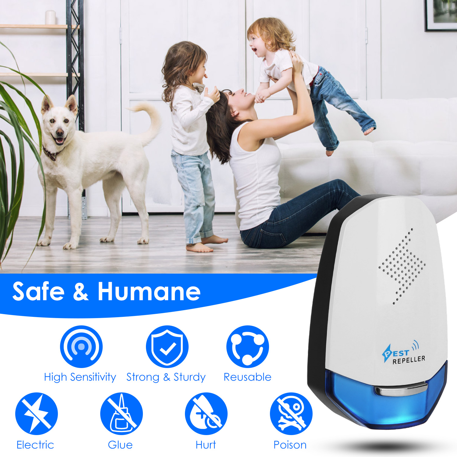 2 Pack Ultrasonic Pest Repeller With Night Light Plug In Pest Mice Repellent Indoor Roach Bed Bug Mouse Rodent Mosquito Killer For Bedroom Garage Warehouse Office For Spring Summer — image 8