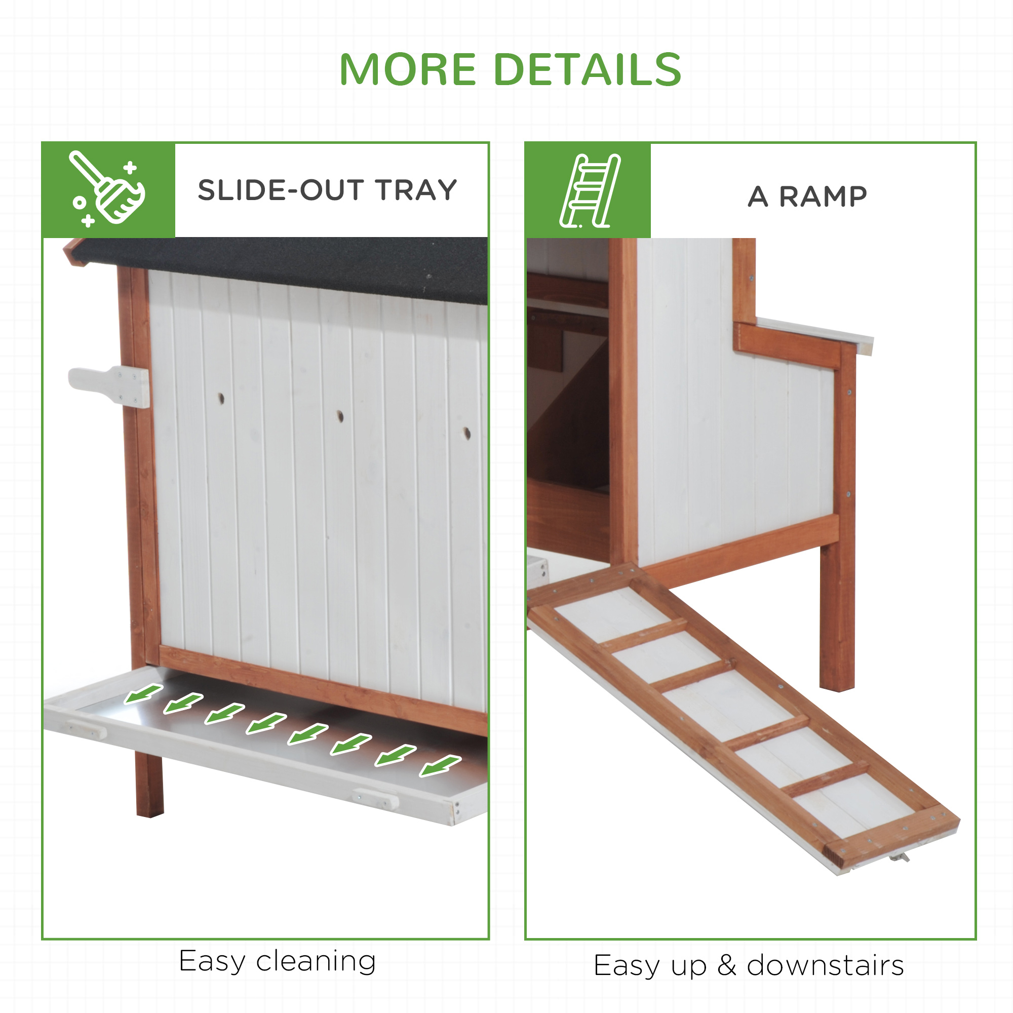 Cooper de Pollos Portátil para 3-5 Gallinas, Caja de Huevo con Techo Impermeable y Manijas para Jardín — imagen 4