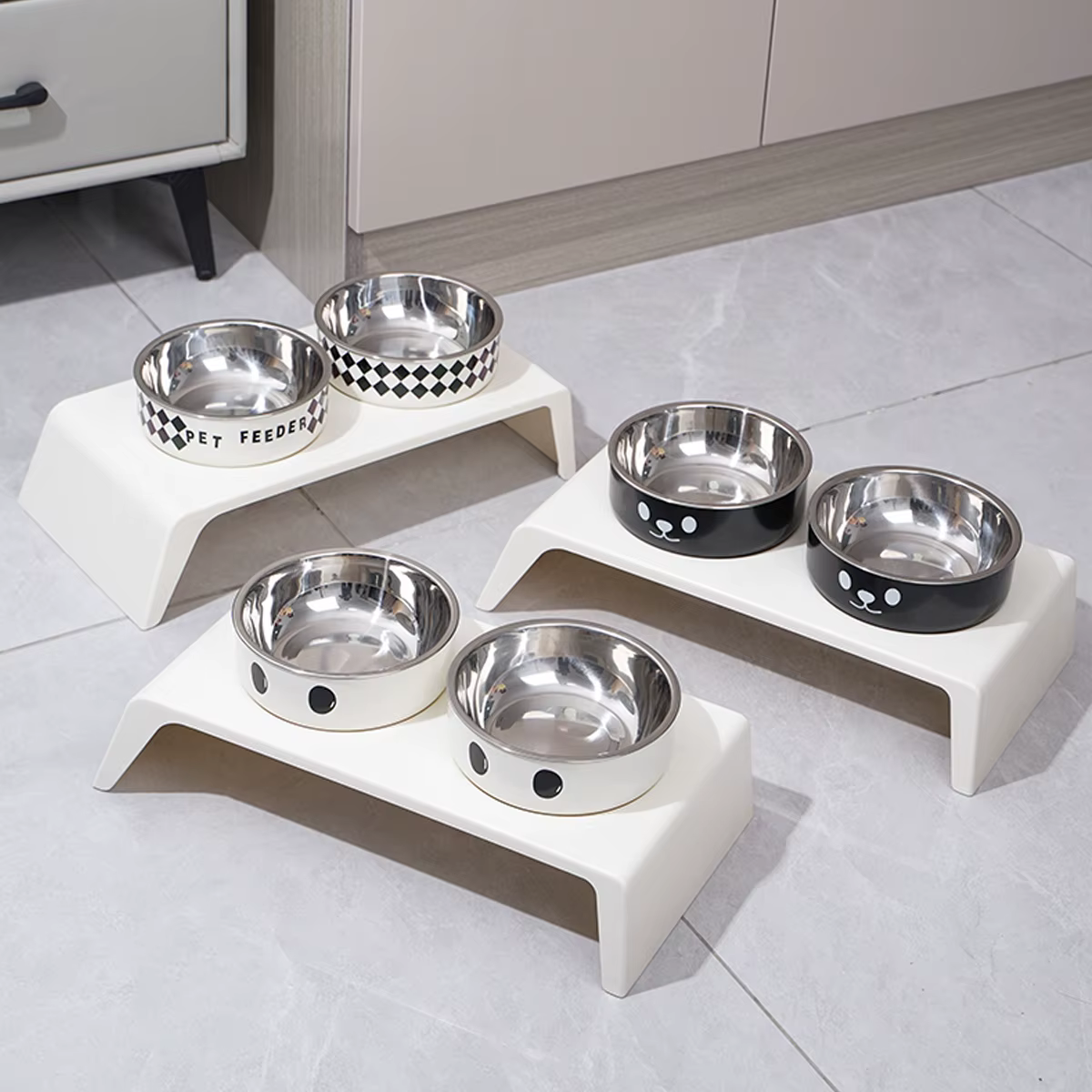Comedor Elevado para Mascotas con 2 Tazas de Acero Inoxidable doble para Perros y Gatos Pequeños, Medianos y Grandes — imagen 6