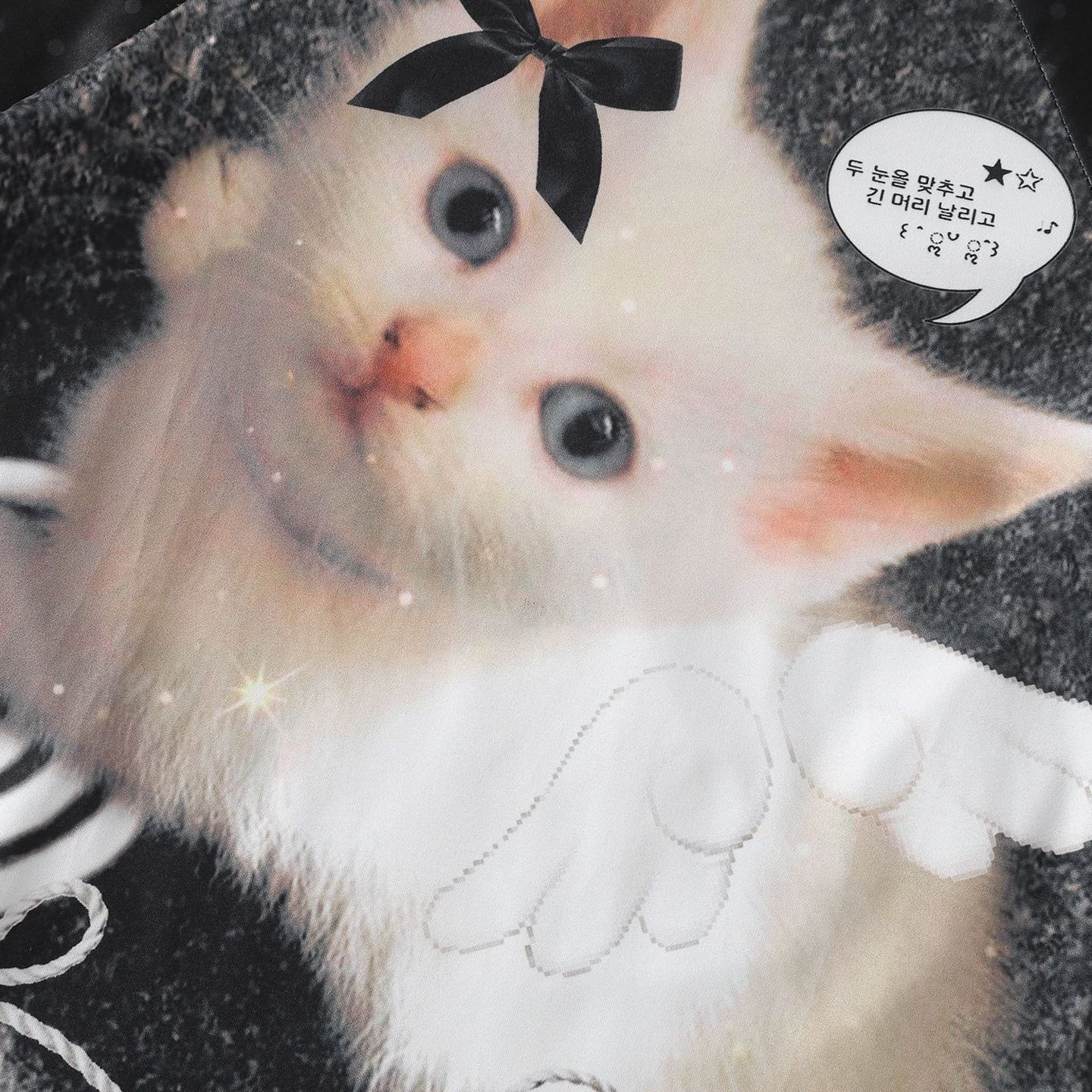 Y2K Polka Dot Cat Print Raglan Long Sleeve Crop Sweatshirt — image 4
