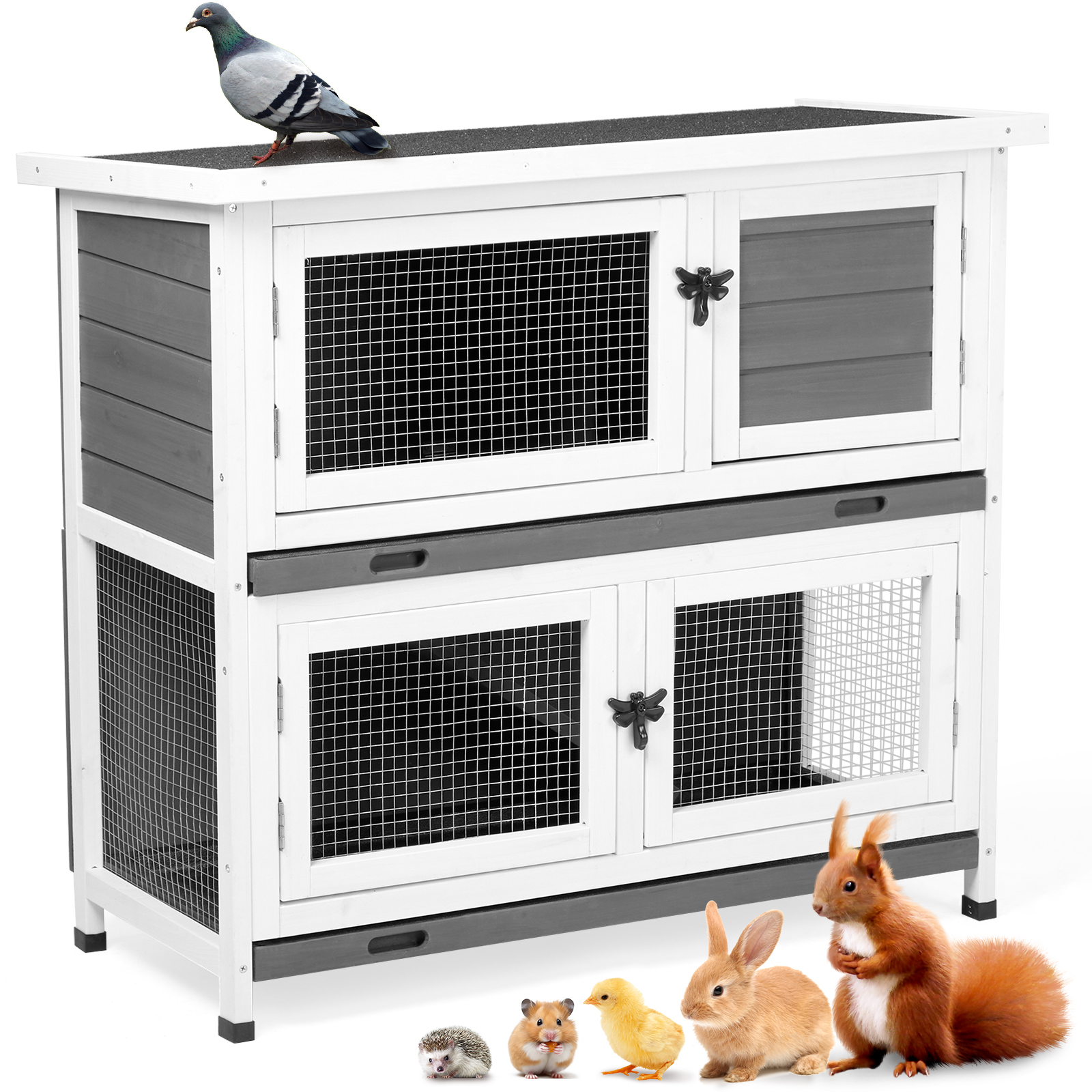 Upper And Lower 2 Floors With Tray Grey Cedar, Chicken And Rabbit Cage — image 6