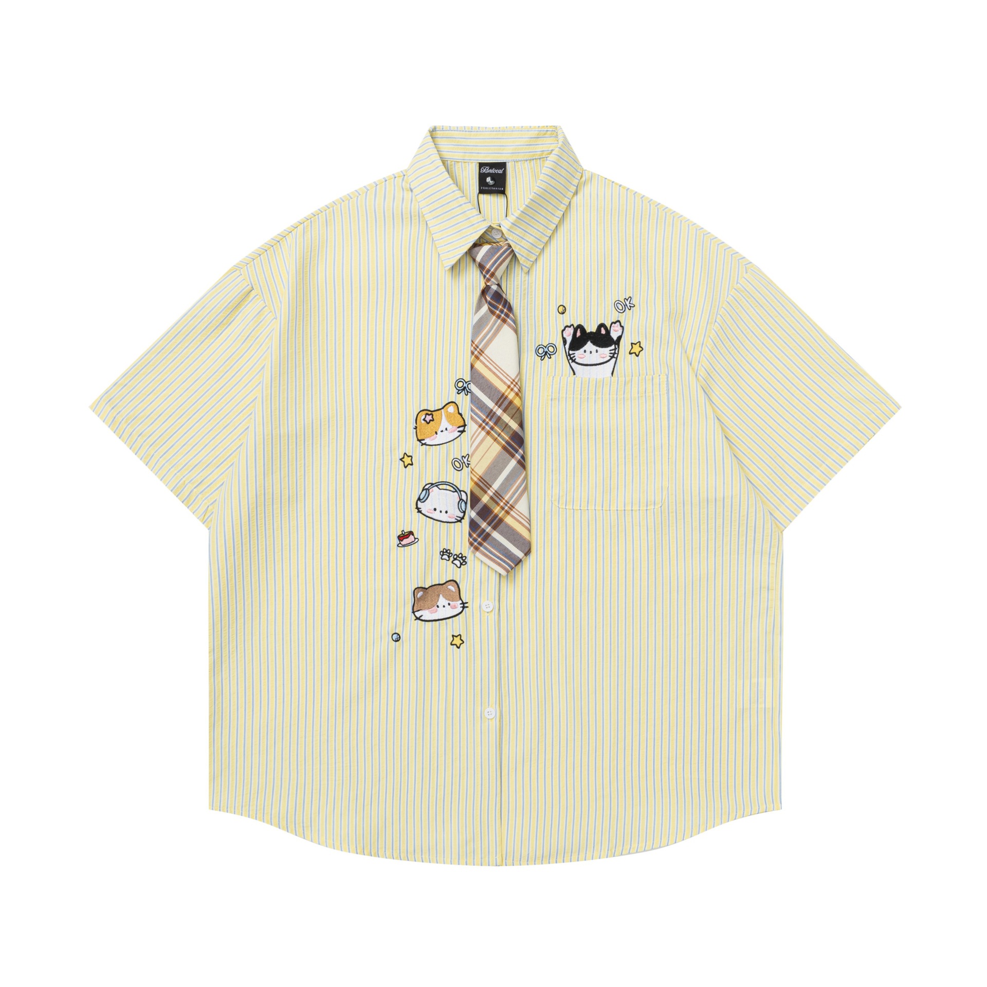 Soft and cute cat embroidered short sleeved shirt — image 7