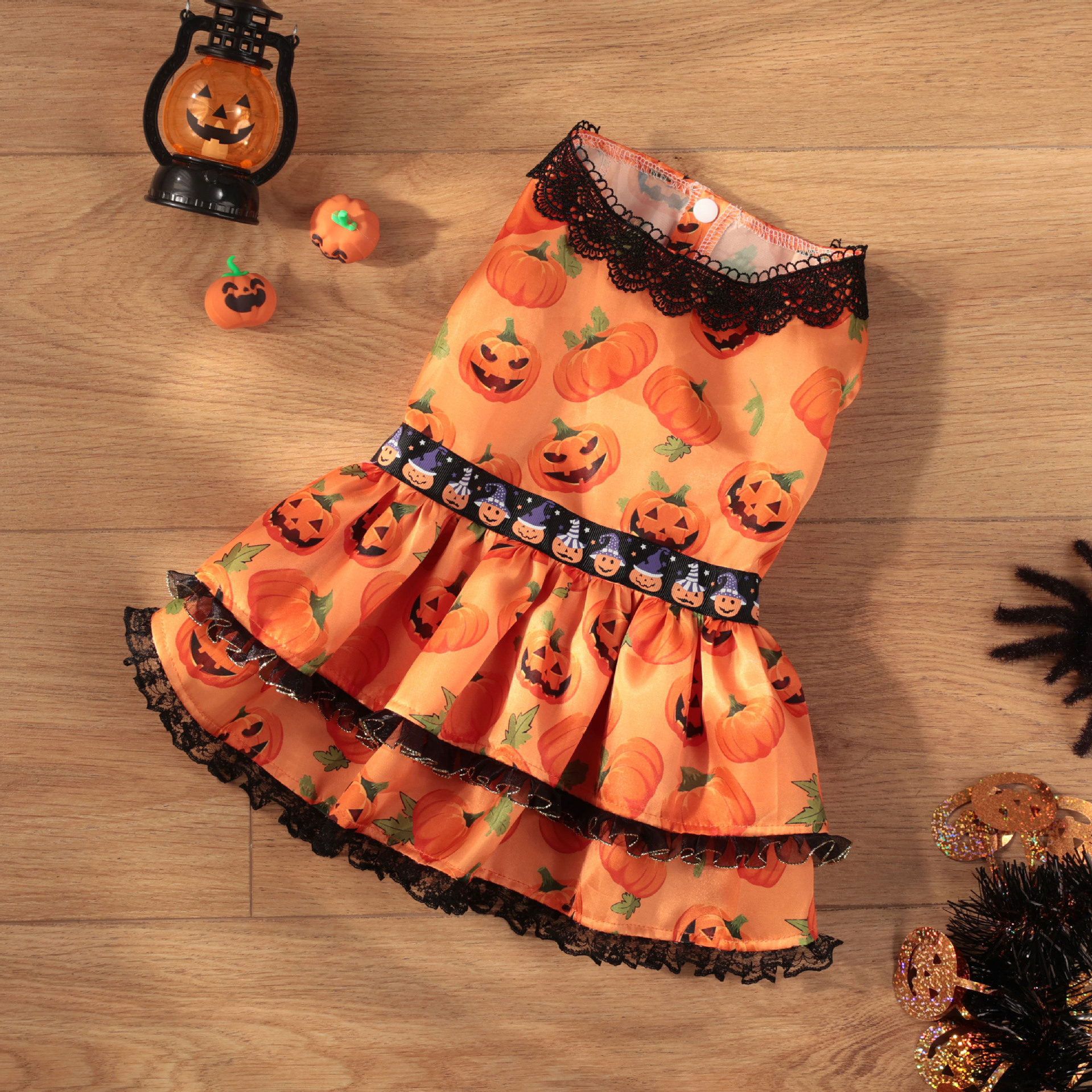 Halloween Pet Dog Dress for Medium and Small Dogs, Pumpkin Lace Skirt Factory — image 8