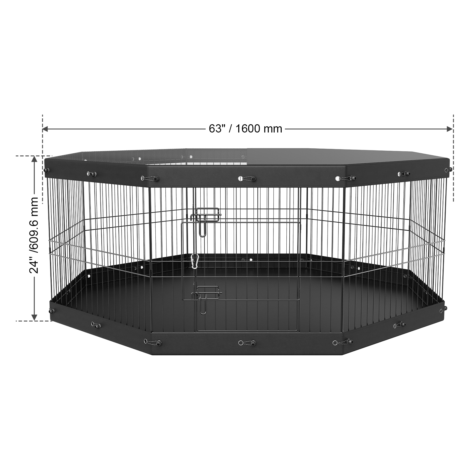 VEVOR Dog Playpen, 8 Panels Foldable Metal Dog Exercise Pen With Top Cover And Bottom Pad, 24in H Pet Fence Puppy Crate Kennel, Indoor Outdoor Dog Pen For Small Medium Pets, For Camping, Yard — imagen 4