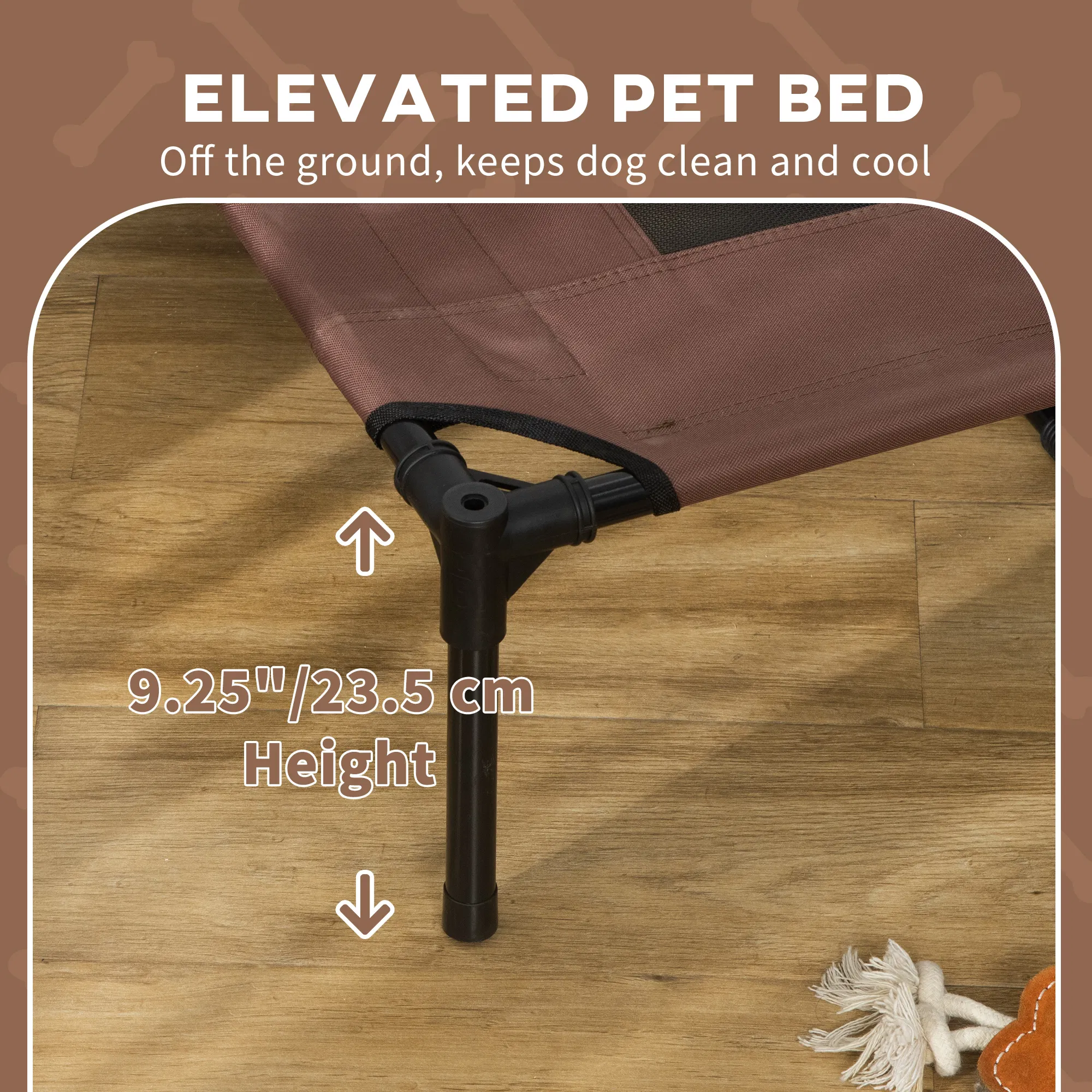 Elevated Dog Bed with Canopy, Portable Raised Dog Cot for XL Sized Dogs, Indoor & Outdoor, 48" x 36" x 43", Coffee — image 5