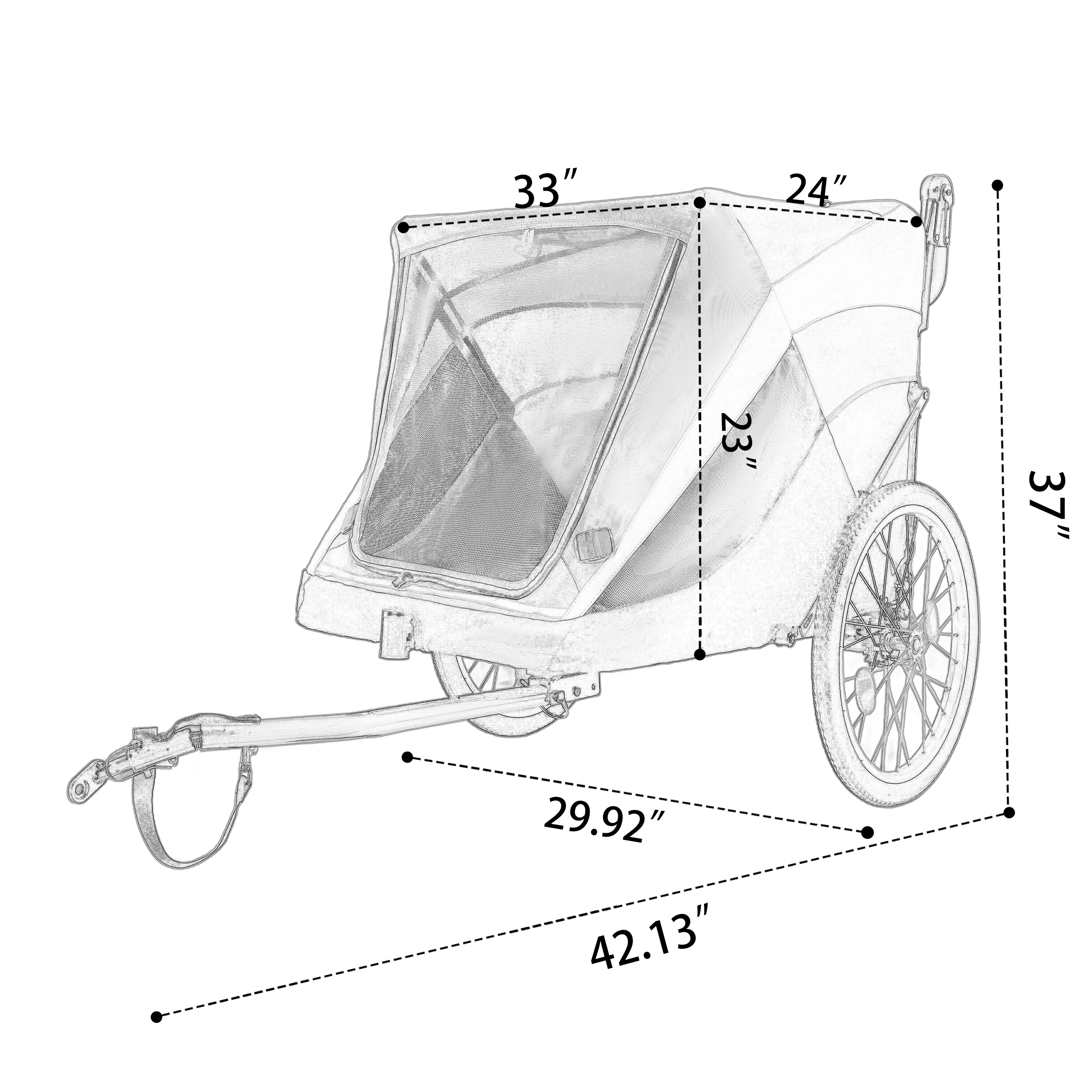 Remolque de Bicicleta y Carrito de Empuje 2 en 1 para Mascotas - Incluye Enganche de Bicicleta Desmontable y Mango de Empuje - Rueda de Liberación Rápida, Correa Interna, Doble Portavasos y Bolsa de Almacenamiento Inferior, Soporta Mascotas de Hasta 100 lbs — imagen 21
