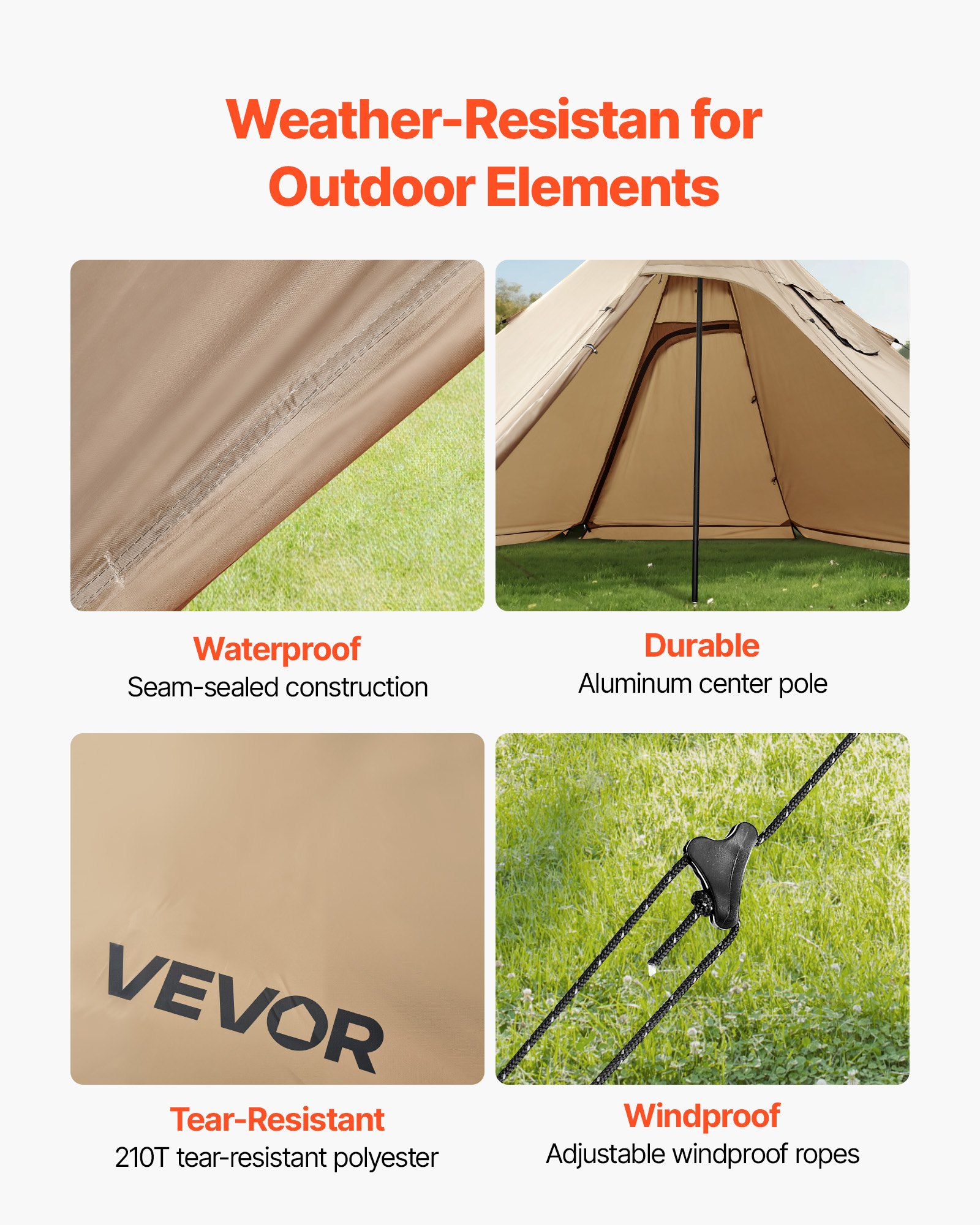 Hot Tent For 4 Persons, Portable Winter Tipi Tent With Stove Jack, Waterproof Canvas Camping Tents, Lightweight 4 Season Shelter Tents For Hiking Fishing Backpacking, M Size — image 5