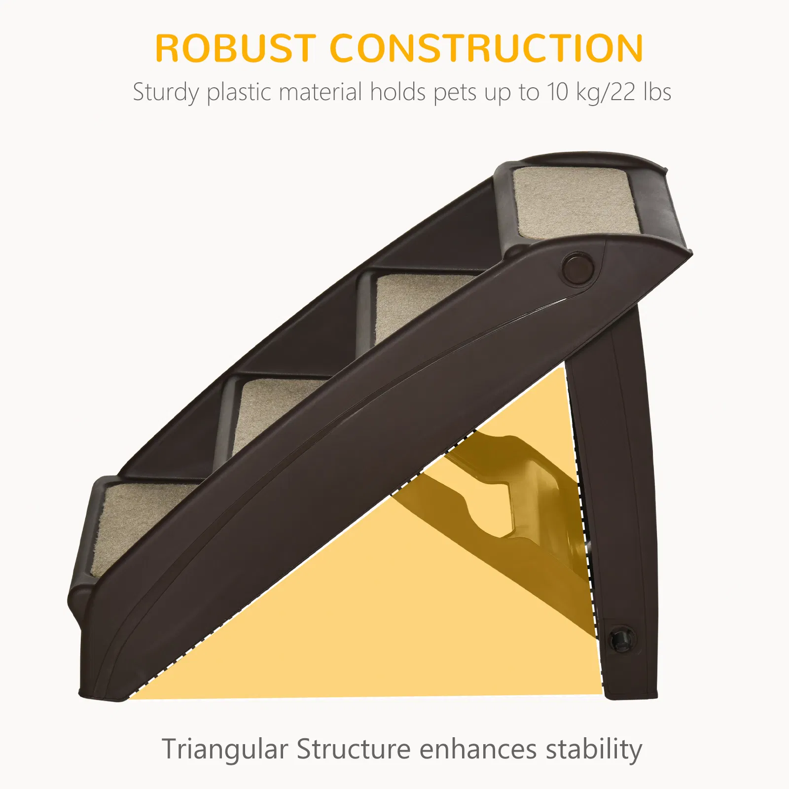 4-Level Portable Pet Stairs, Foldable Dog Ramp, Lightweight Cat Steps, with Nonslip Soft Mats, for High Bed, Sofa, Up to 44 lbs, Dark Brown — image 2