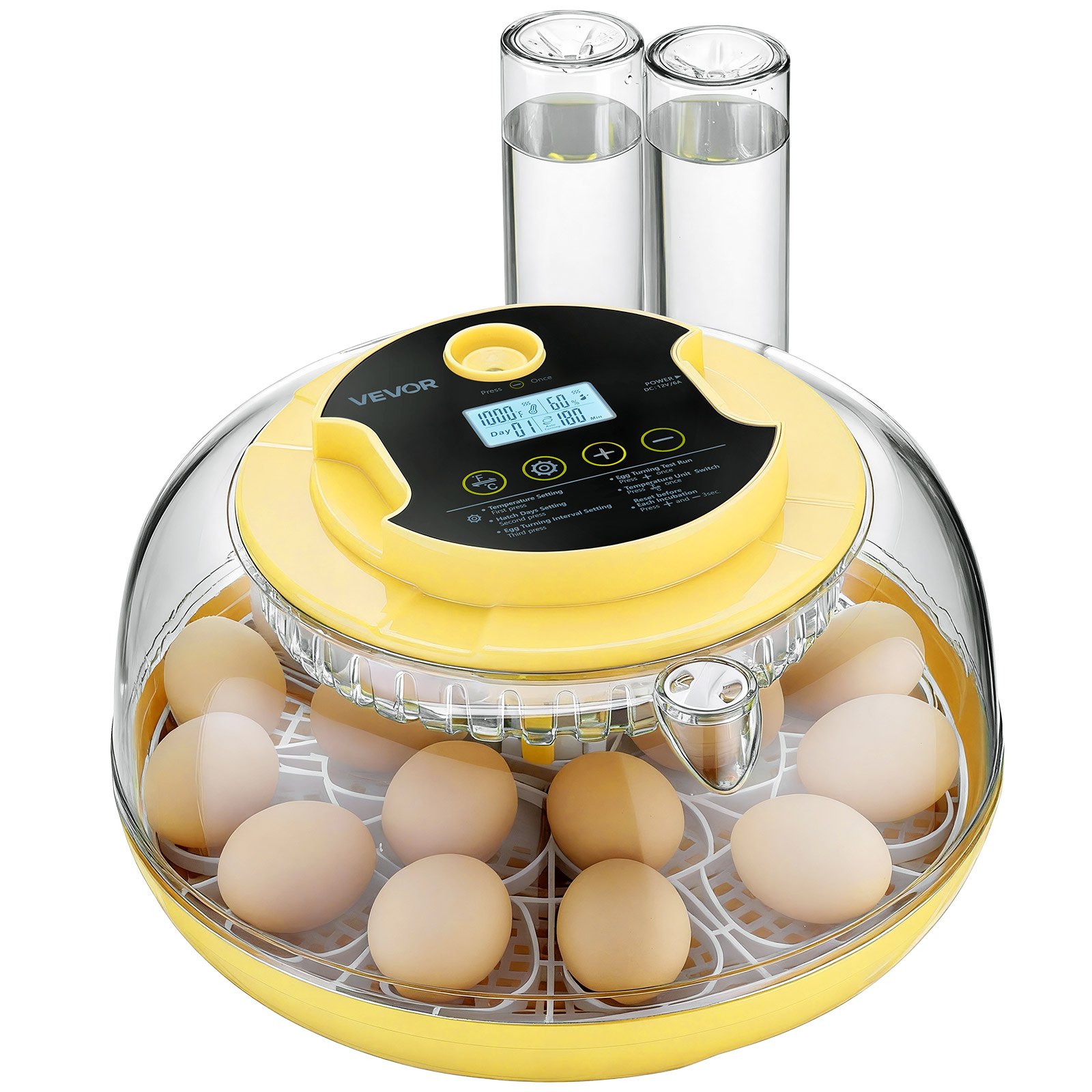 Incubadora de 18 Huevos Automática con Rotador de Huevo LED, Control de Temperatura y Humedad, Ventana de Visión 360° Claro, Relleno de Agua Automático para Incubar Pichones, Gansos, Cisnes, Codornices — imagen 1