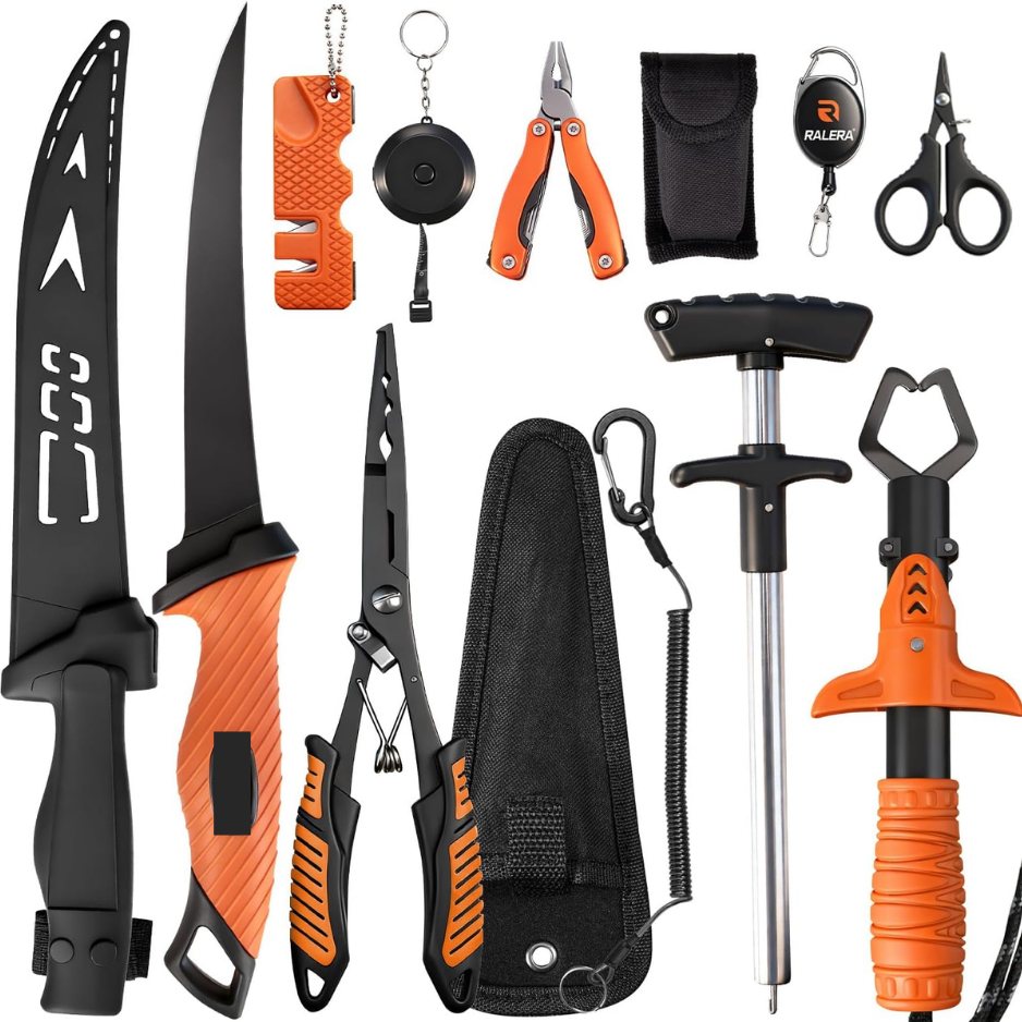 Fishing Fillet Knife Set With Pliers, Measuring Tape & Non-Slip Grip — image 1
