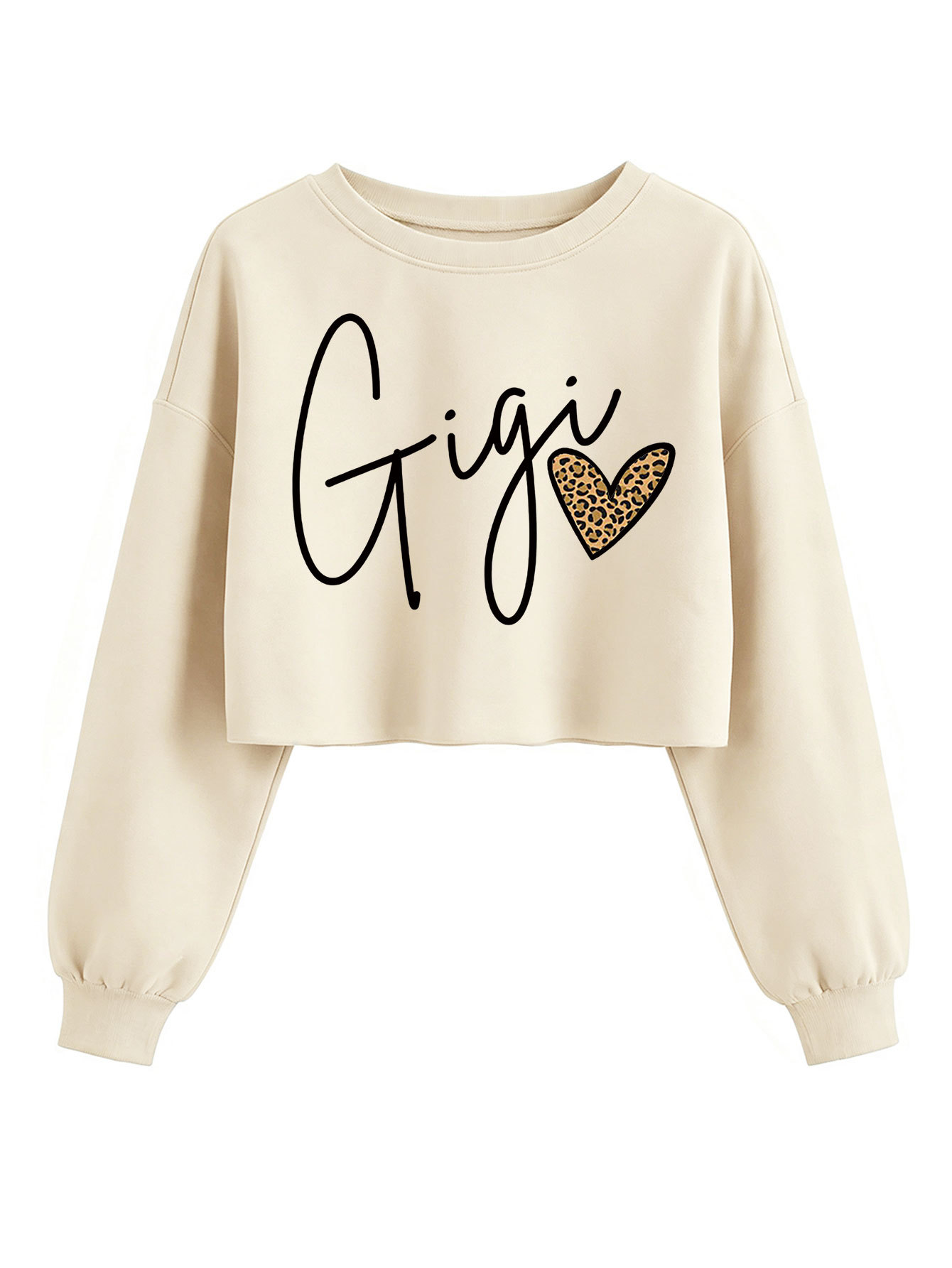 Leopard print heart-shaped crop top hoodie — image 4