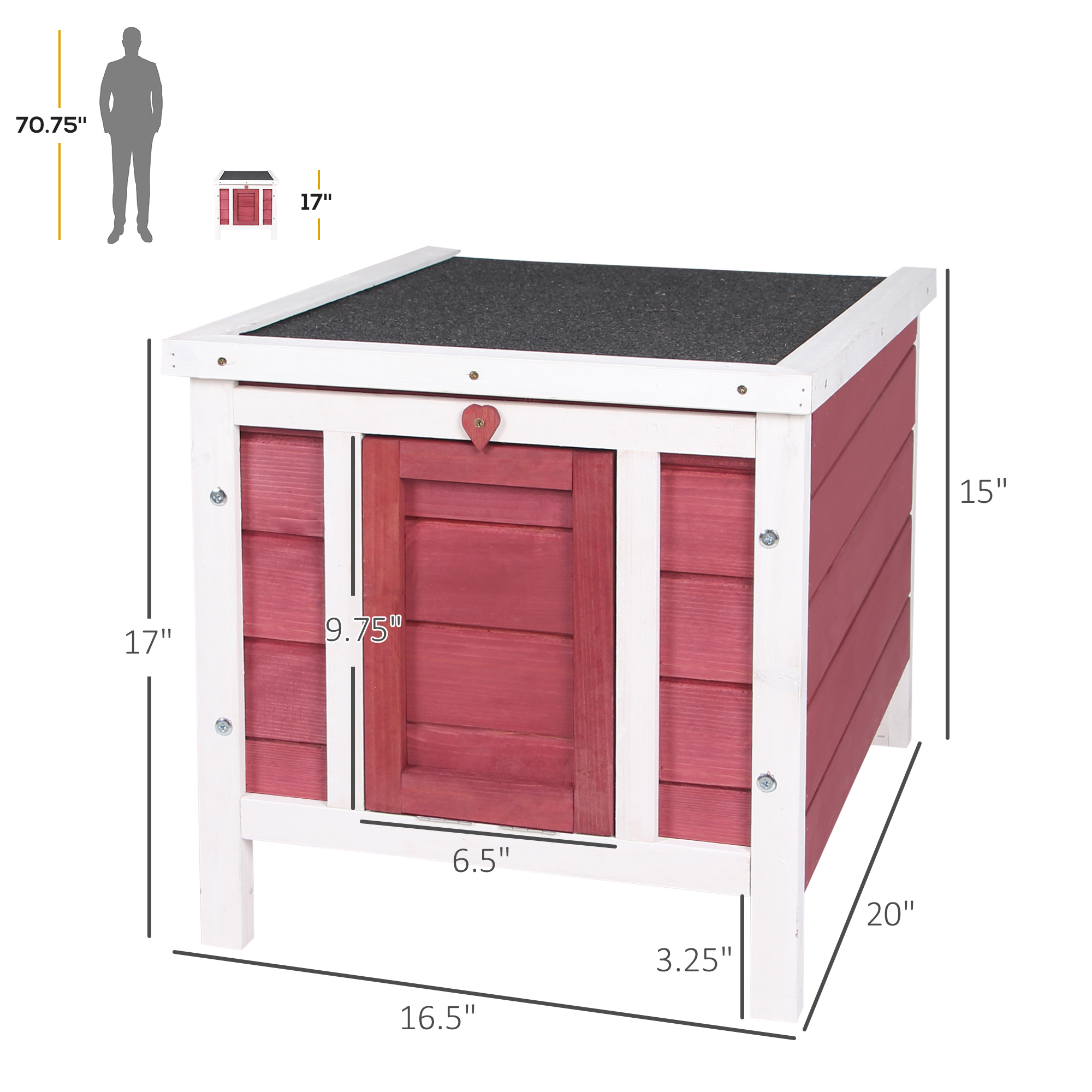 Small Wooden Rabbit Hutch Bunny Cage Guinea Pig Cage Duck House Dog House with Openable & Waterproof Roof, for Rabbits, Chickens, Ducks, Red — imagen 5