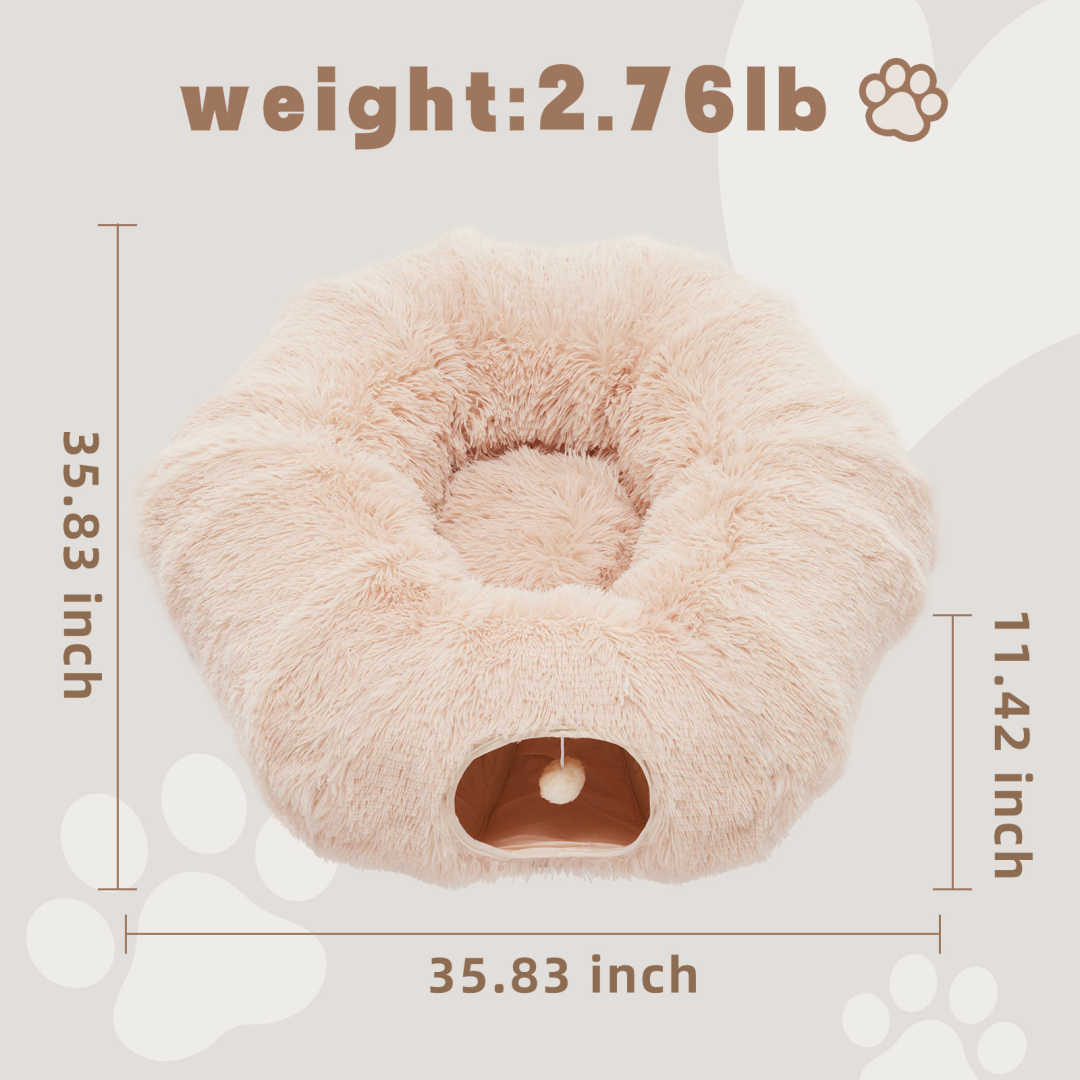 Túnel para Gatos con Caja de Descanso, Túnel en forma de Donut con Escondite Plush para Gatos y Kitten — imagen 13