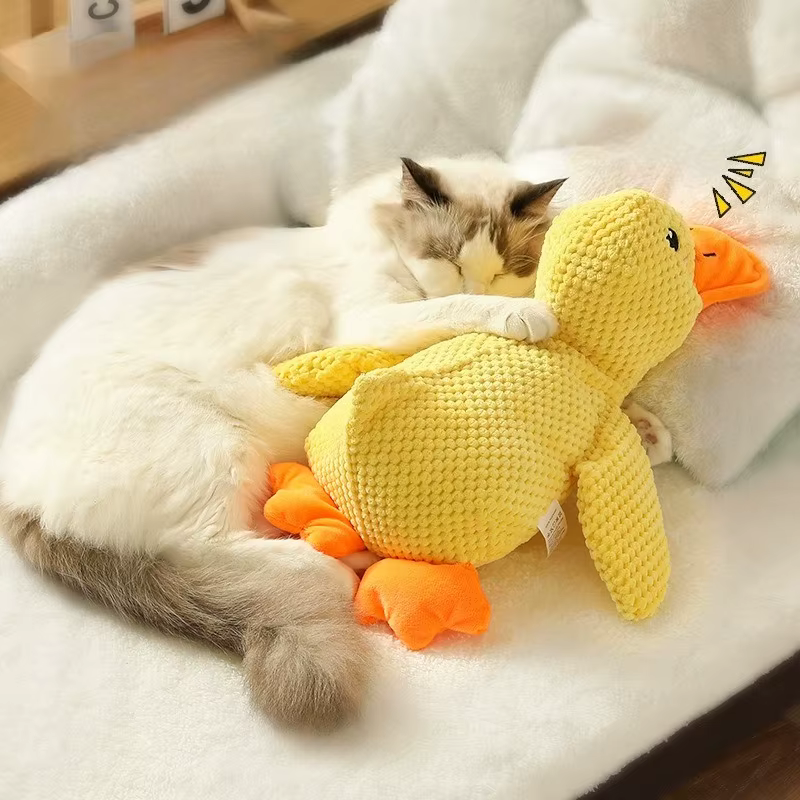 Duck dog toy plush chew resistant durable dog toy with quacking sound teeth grinding relief soft companion for small large dog — image 6