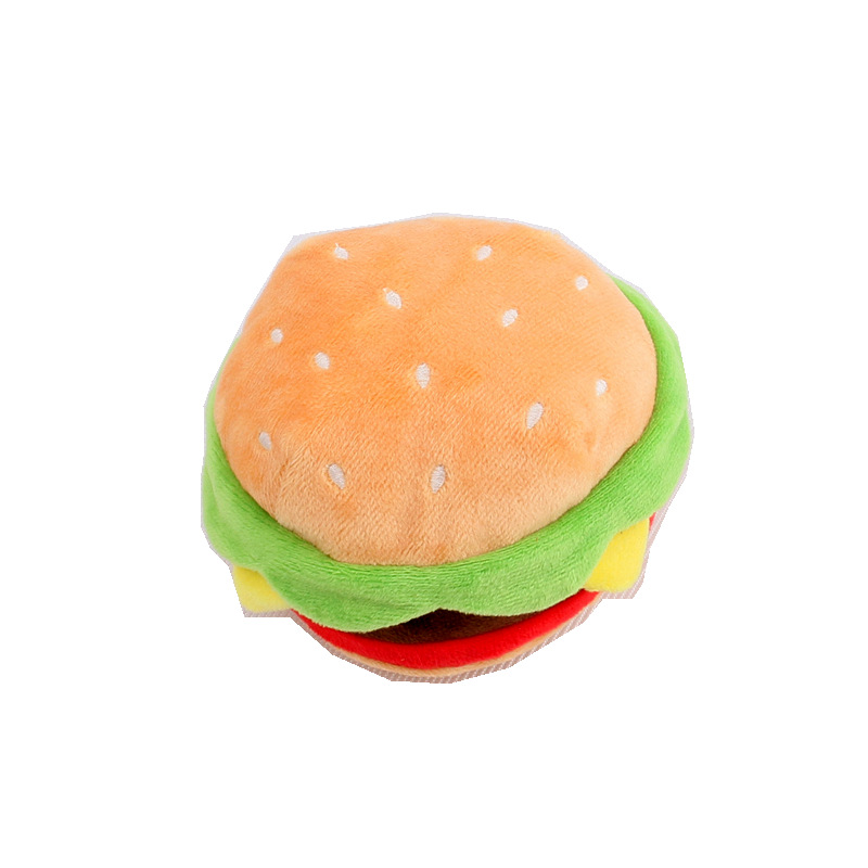 Pet Plush Toy Simulation Pizza Hamburger Steak Ice Cream French Fries Sound Dog Toy Pet Product — image 3