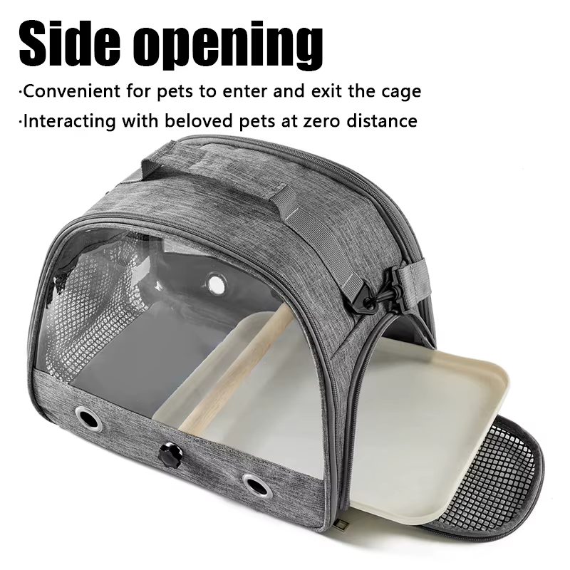 Bird Travel Carrier Portable Transport Bird Cage With Tray Small Pet Multi-functional Parrot Bird Bag Outdoor Cat Carrier — image 6