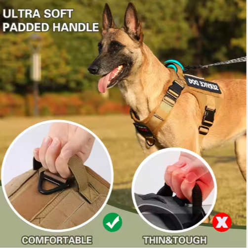 Hiphoppet US Local Tactical Service Dog Harness Vest Adjustable Reflective No Pulling Large Dog Harness With Metal Buckle — image 9