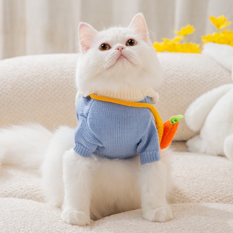New Cute Cat Clothes Hair proof Autumn Puppet Kitten English Short Blue Cat Pet Autumn Winter Cat Sweater — image 3