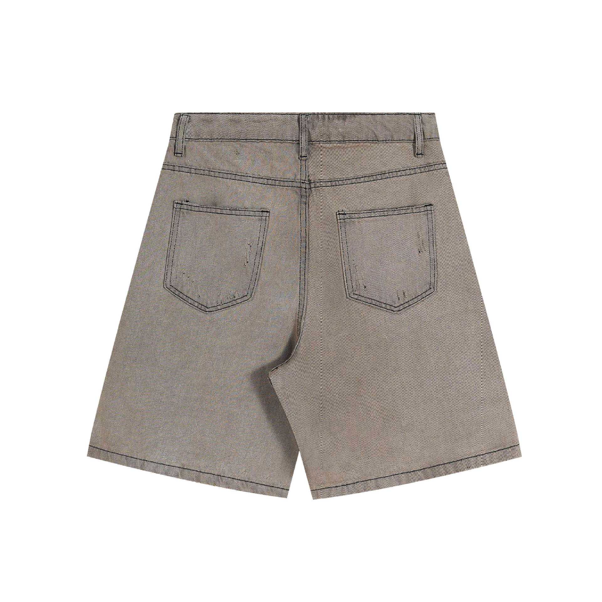Loose Washed Distressed Cat-Scratch Denim Shorts — image 5