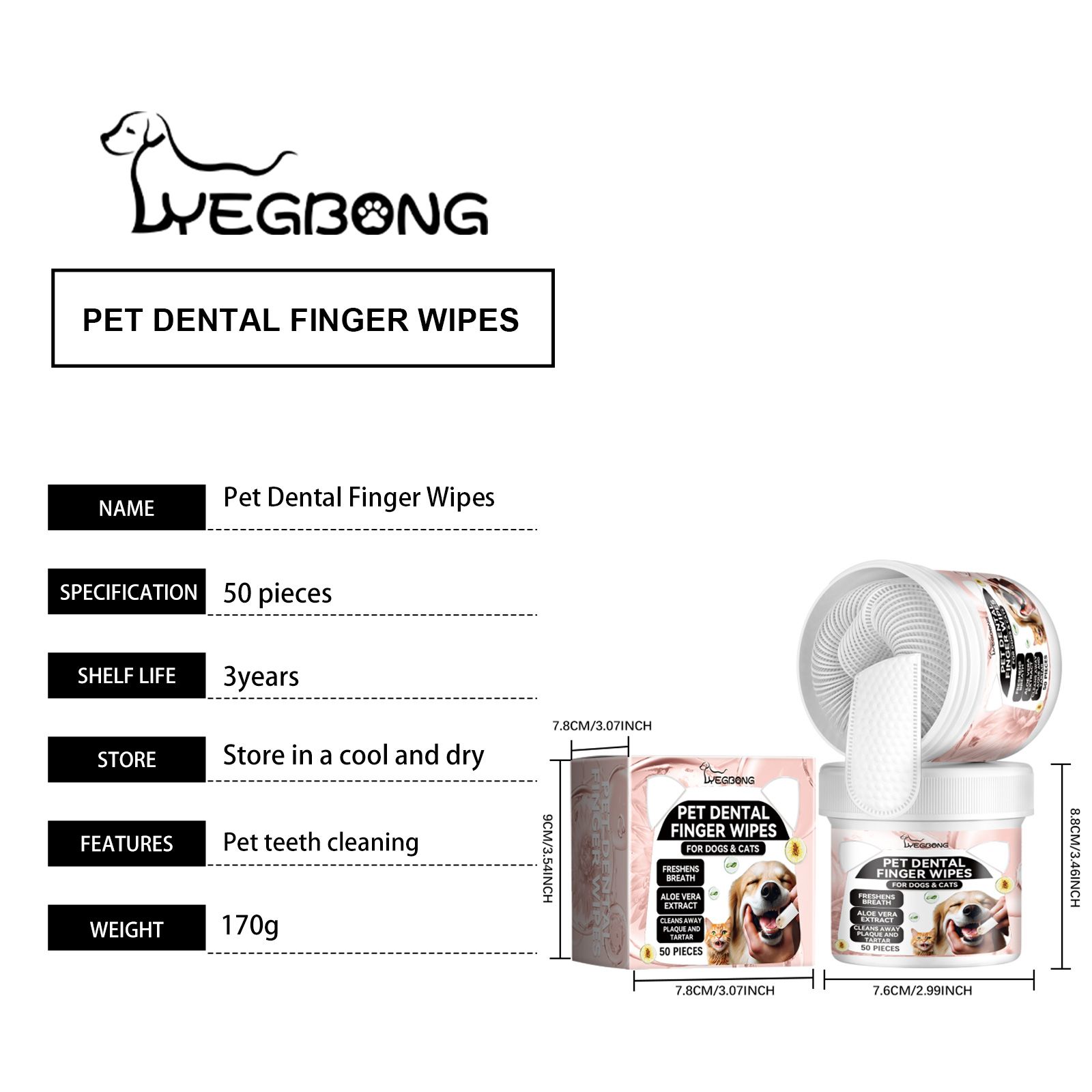 YEGBONG Pet Dental Finger Wipes, 50 Pieces — image 5