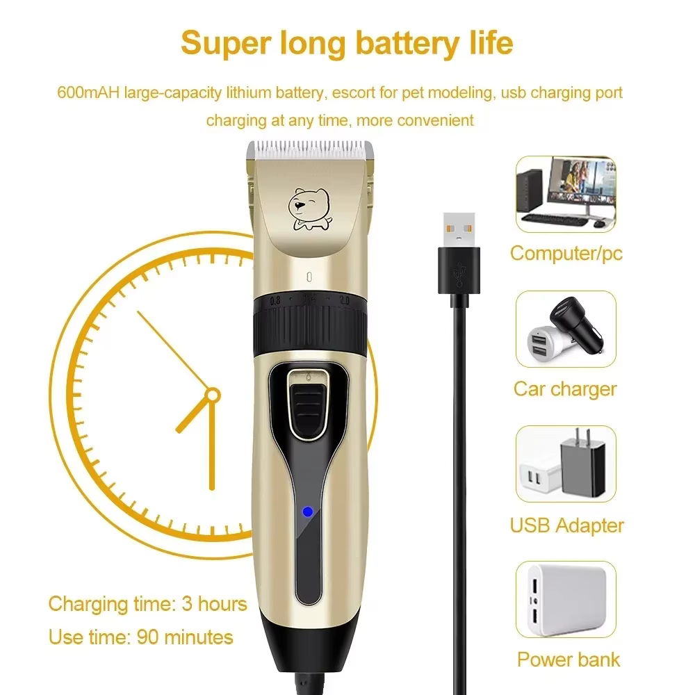 Dog Professional Hair Clipper Electrical Grooming Trimmer for Pets USB Rechargeable Cat Shaver Animals Haircut Machine — imagen 3