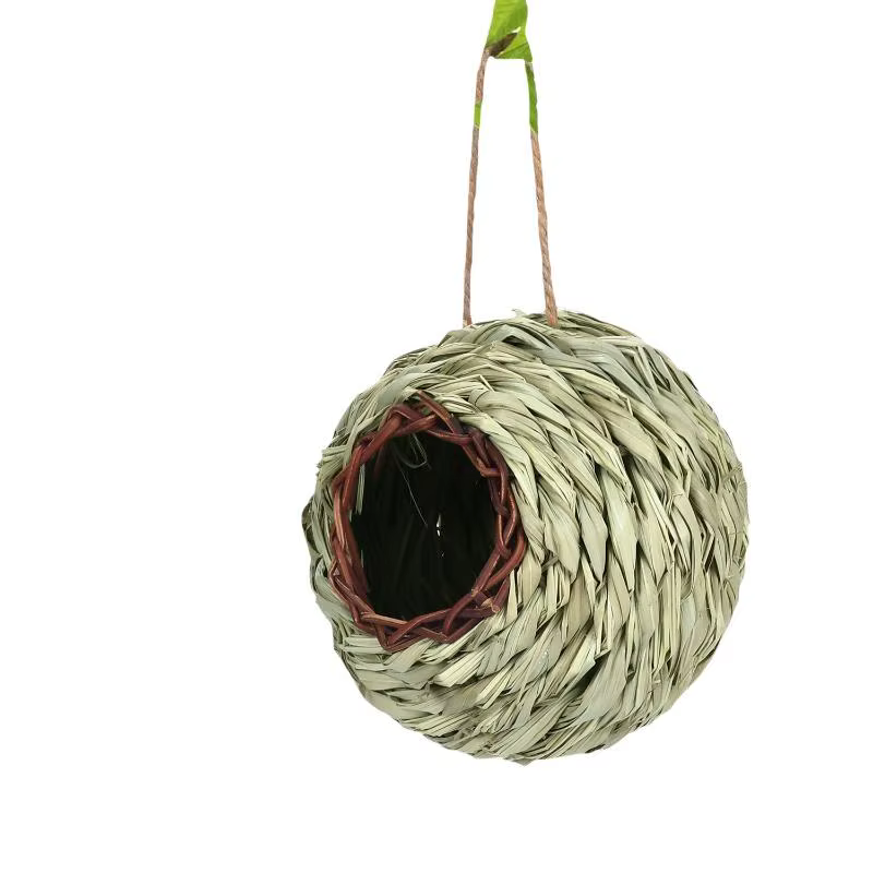 Birds Nest Bird Cage Grass Egg Cage Bird House Outdoor Decorative Weaved Hanging Parrot Nest Houses Pet Bedroom — image 6